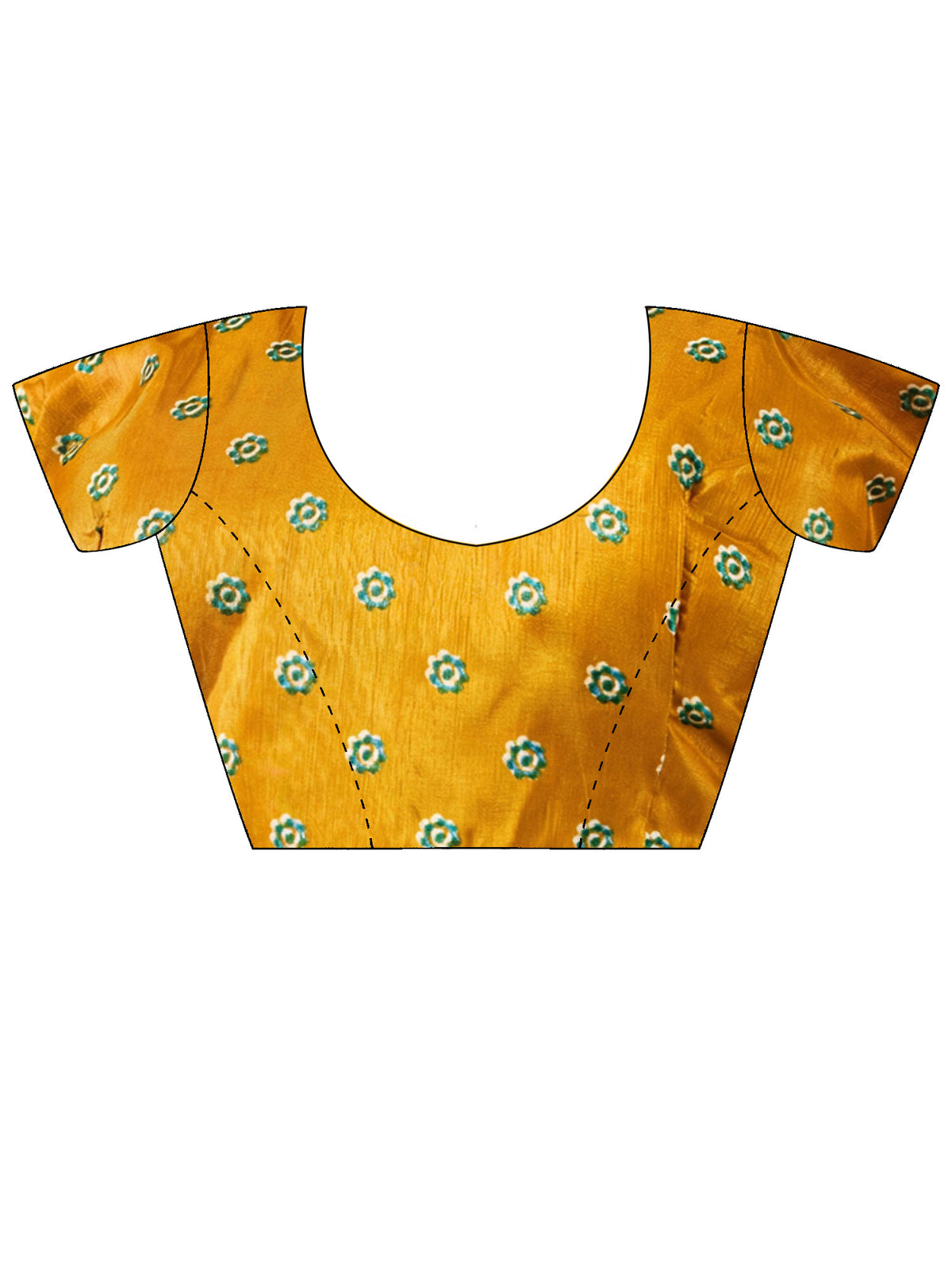Unstitched yellow silk blend blouse piece with ethnic motif design