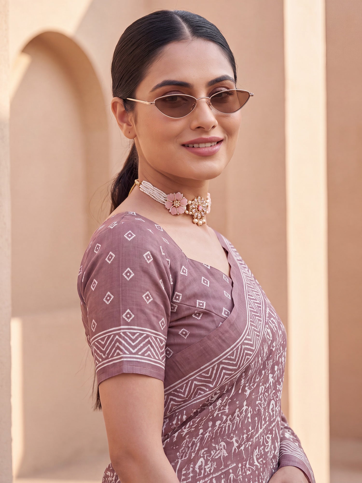 Mauve Dola Silk saree – detail view 4