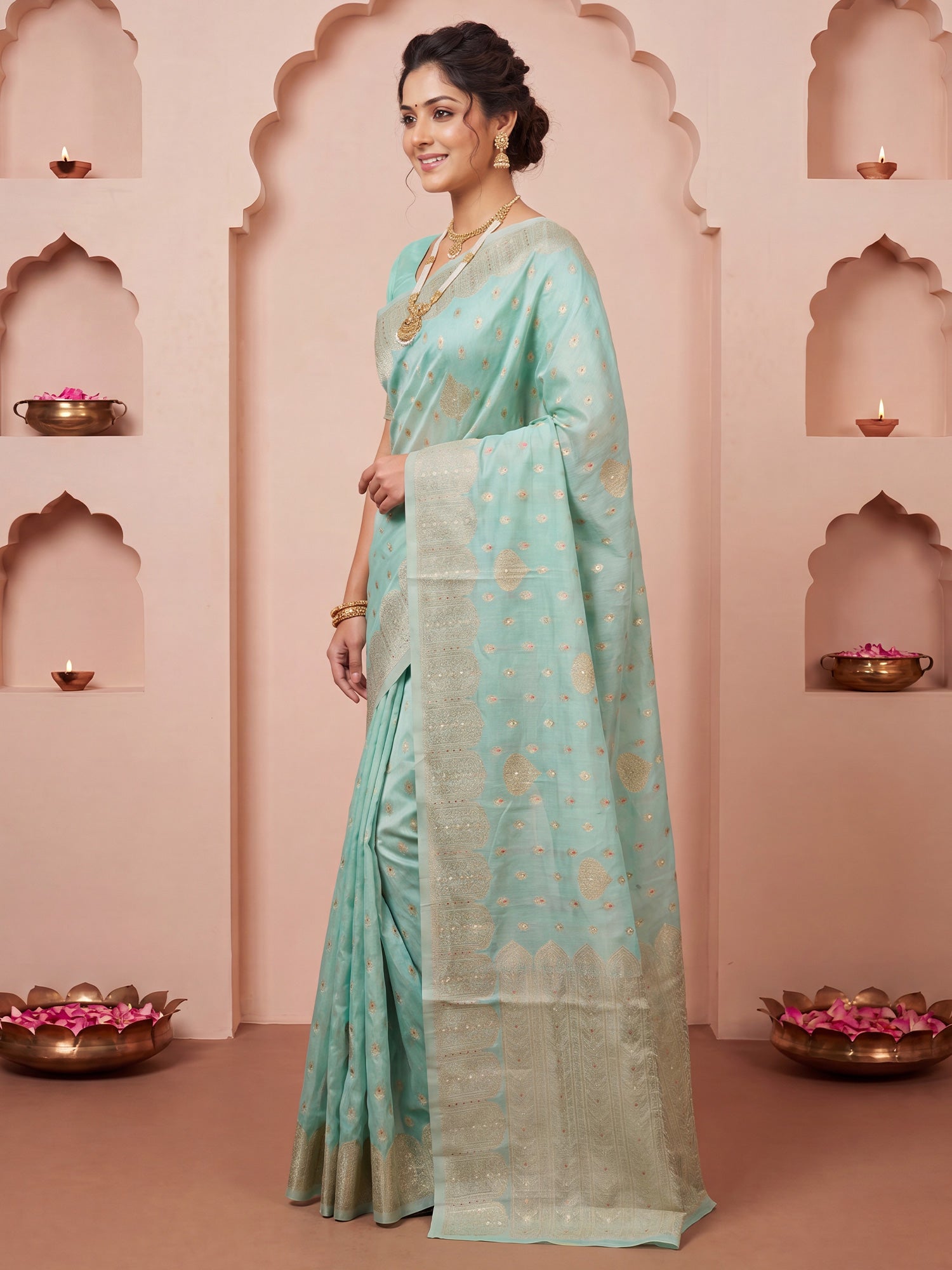 Light Blue Silk Blend saree – detail view 2