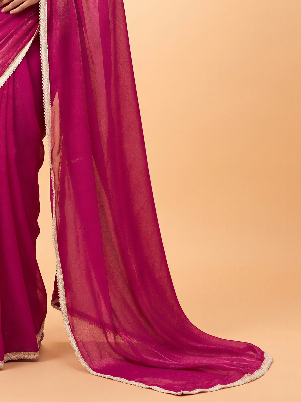 Pink Satin Silk saree – detail view 5