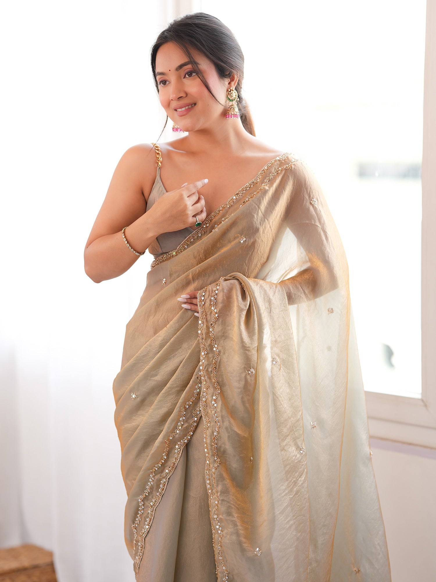 Metallic Satin Silk saree – detail view 4