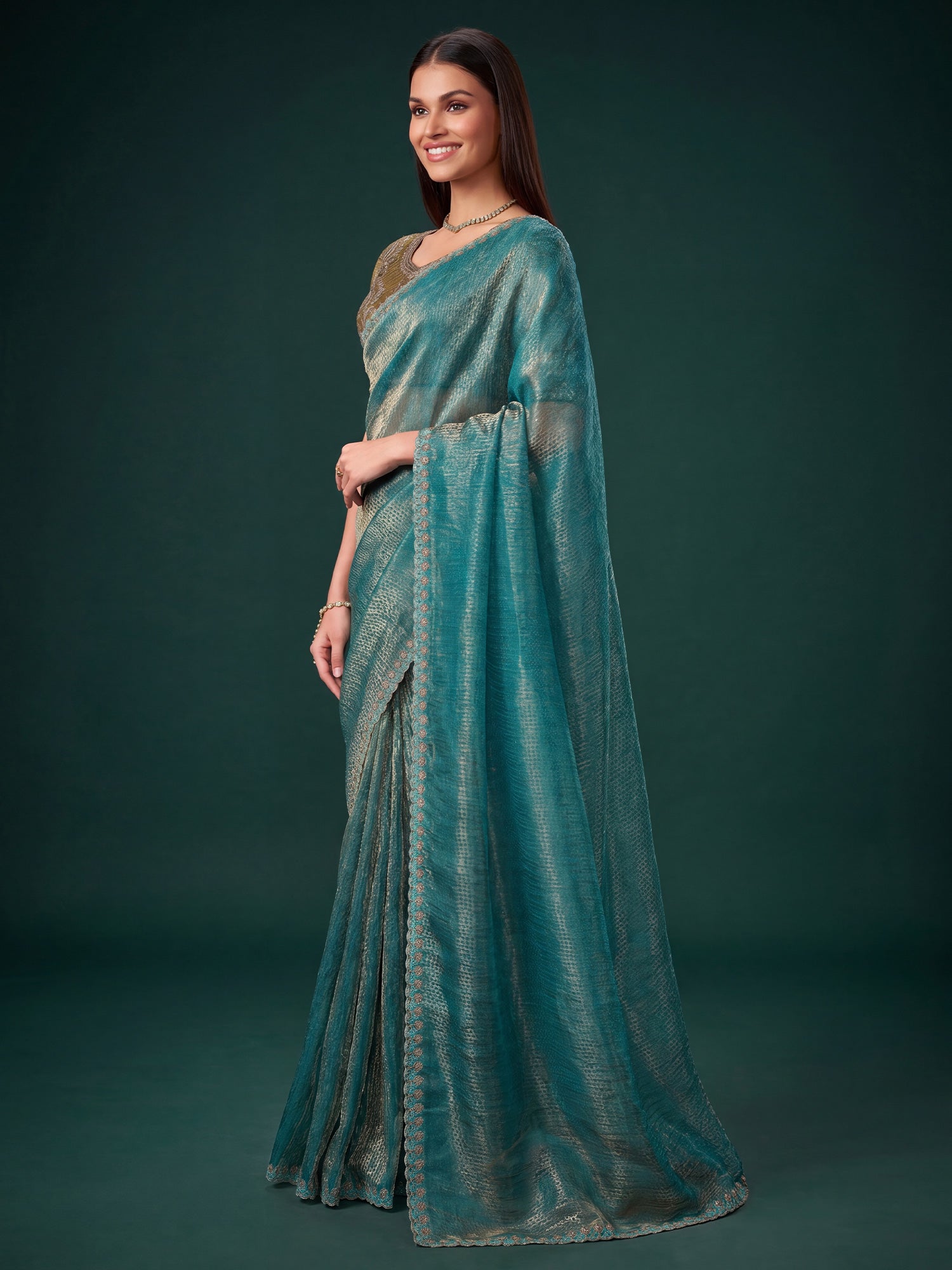 Light Blue Georgette saree – detail view 2