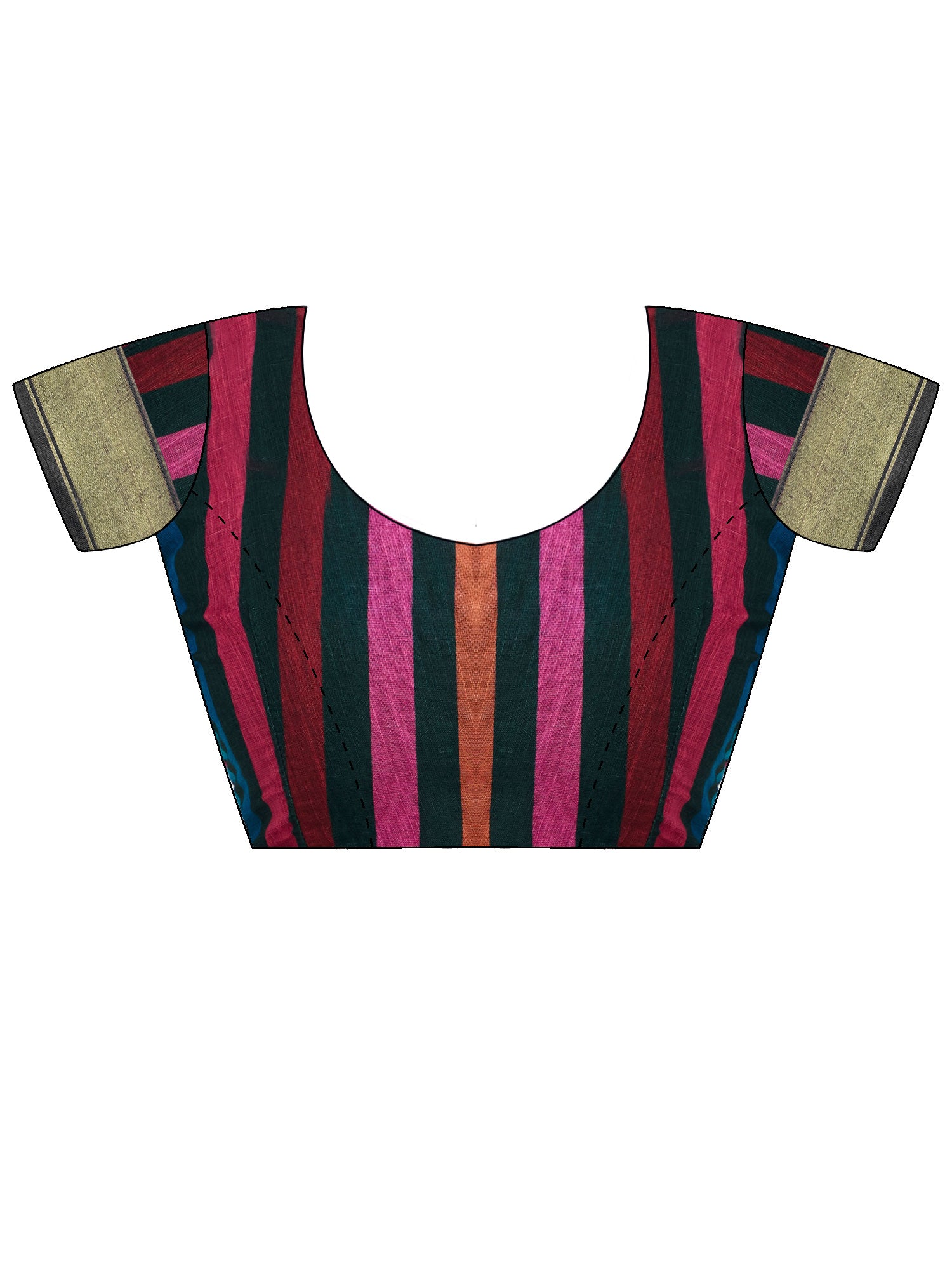 Unstitched multicolored linen blouse piece with striped design