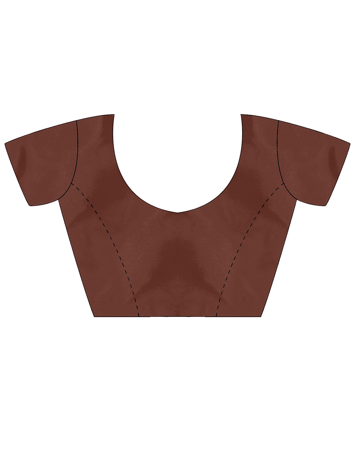 Unstitched brown satin blouse piece with embellished design