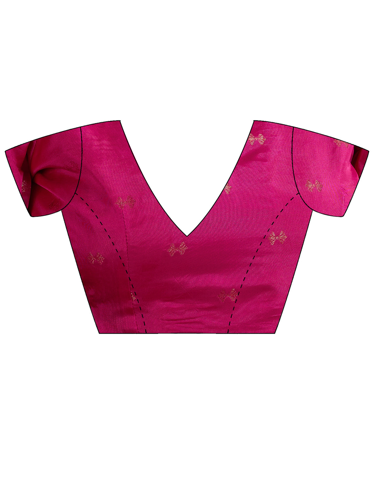 Unstitched pink silk blouse piece with ethnic motif design