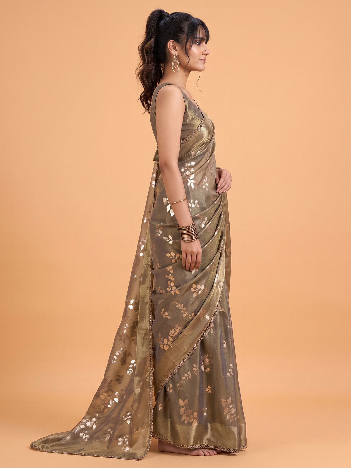 Metallic Satin Silk saree – detail view 2