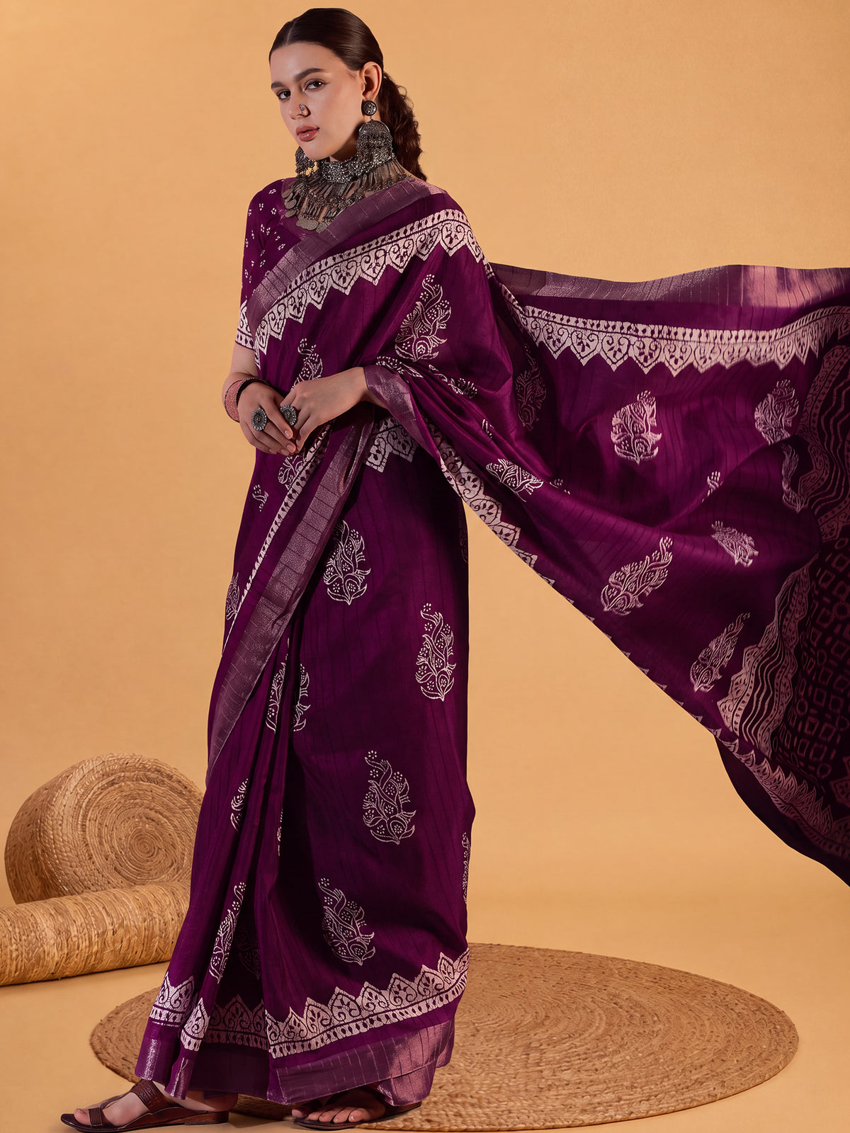 Purple Silk Blend saree – detail view 2