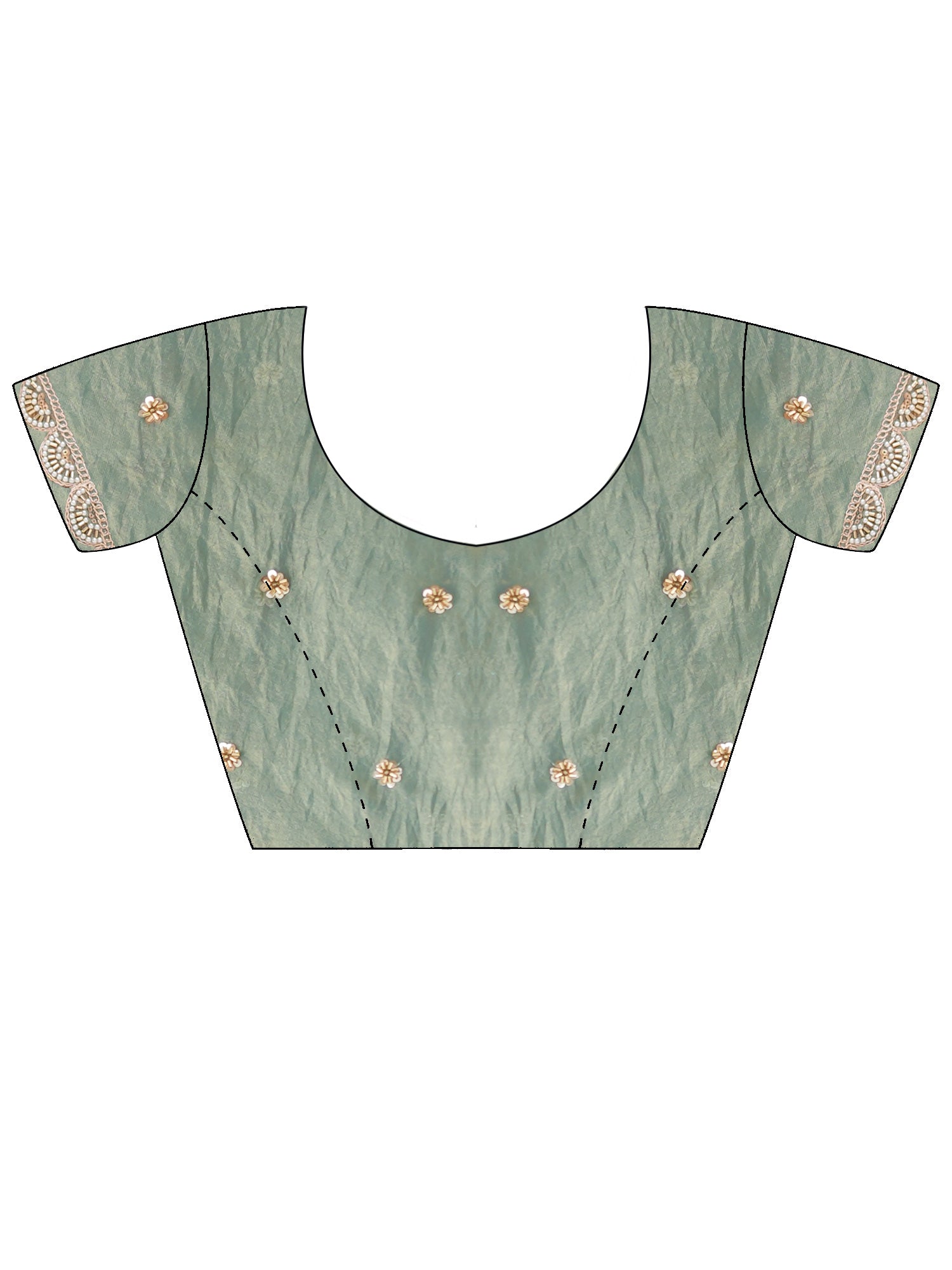 Unstitched light blue satin blouse piece with solid design