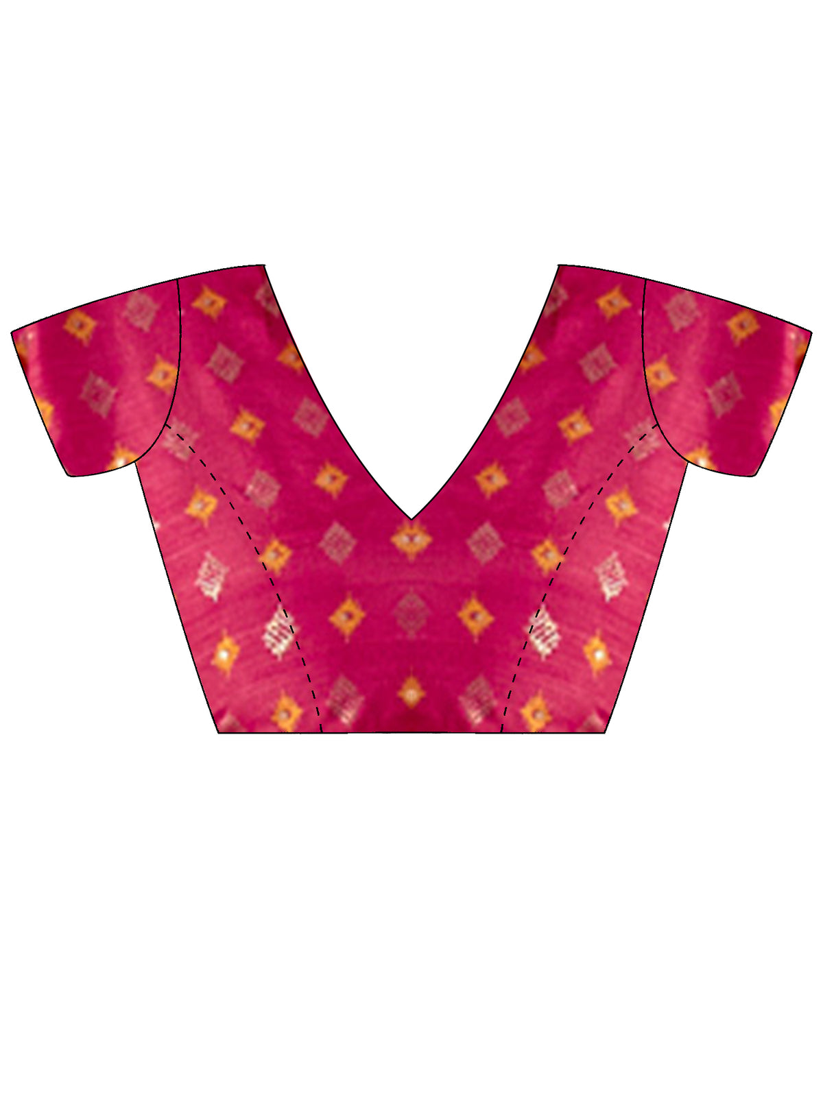 Unstitched pink silk blend blouse piece with ethnic motif design