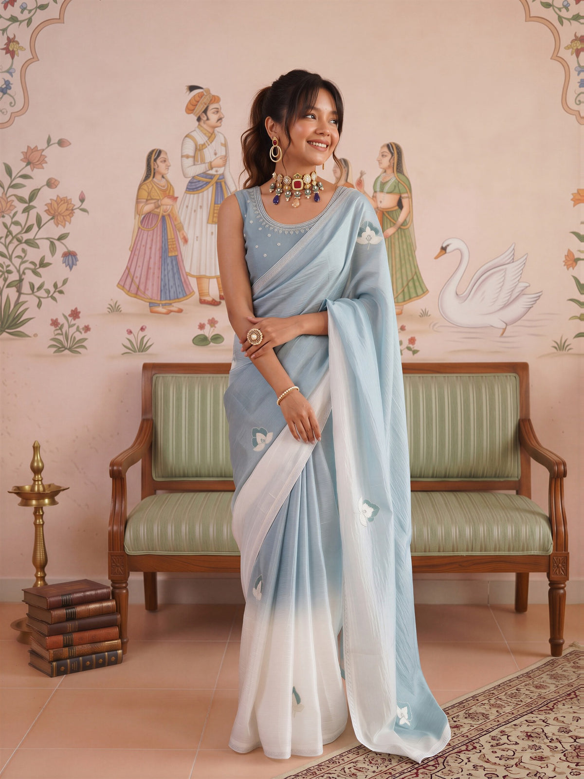 Light Blue Paper Silk saree – detail view 3