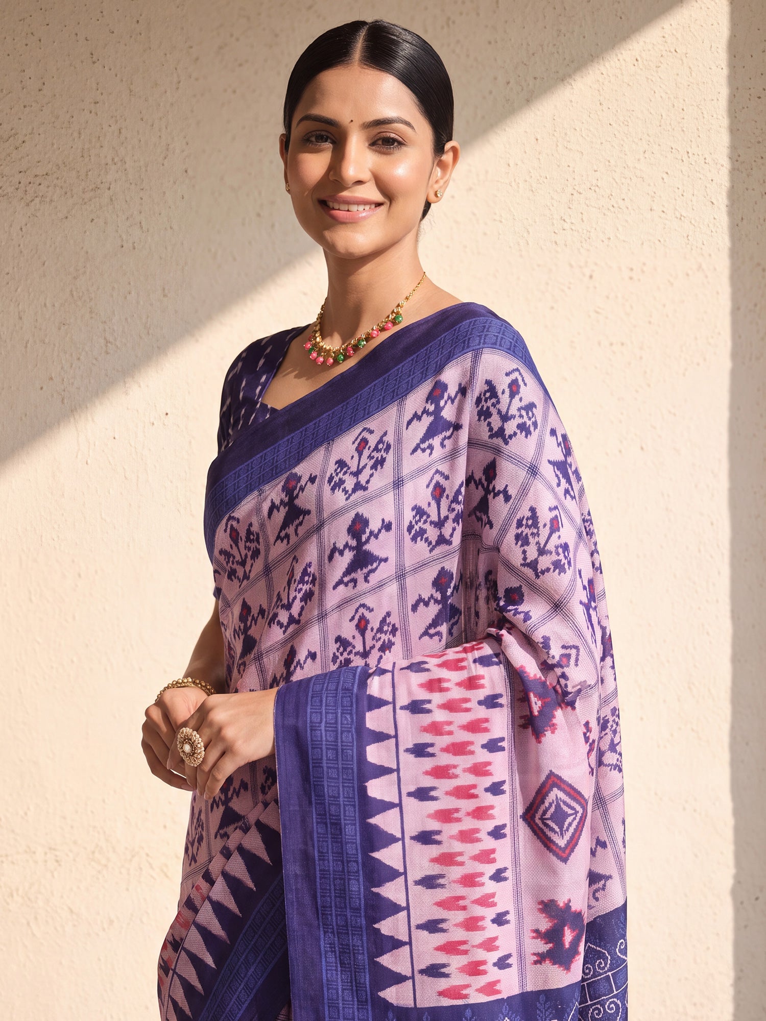 Blue Cotton saree – detail view 4