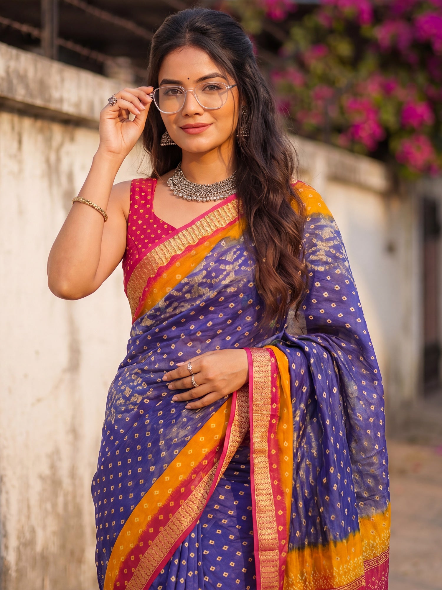 Blue Cotton saree – detail view 4