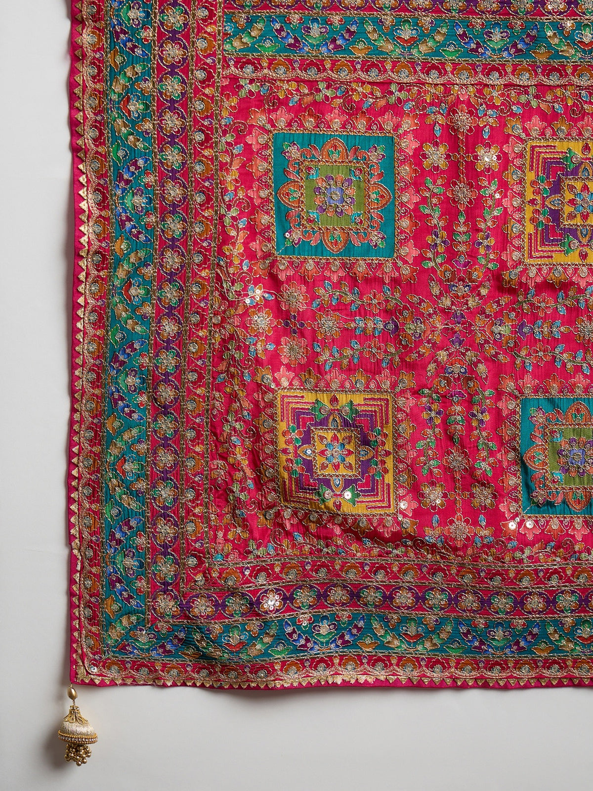 Aqua Blue Silk Blend saree – detail view 6