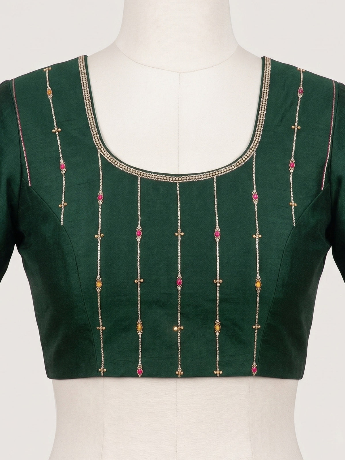 Mustard Vichitra Silk saree – detail view 4