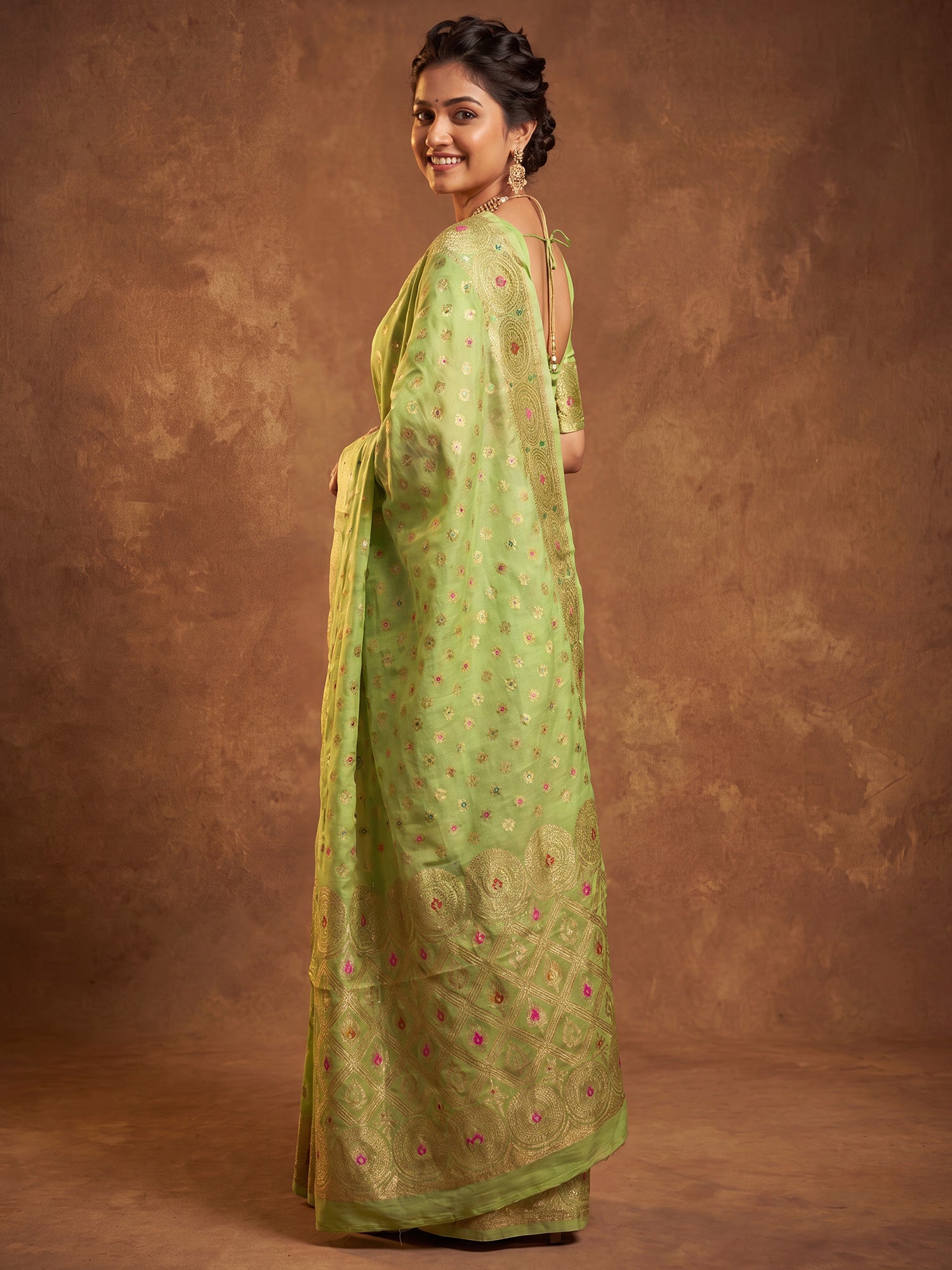 Sea Green Silk Blend saree – detail view 1