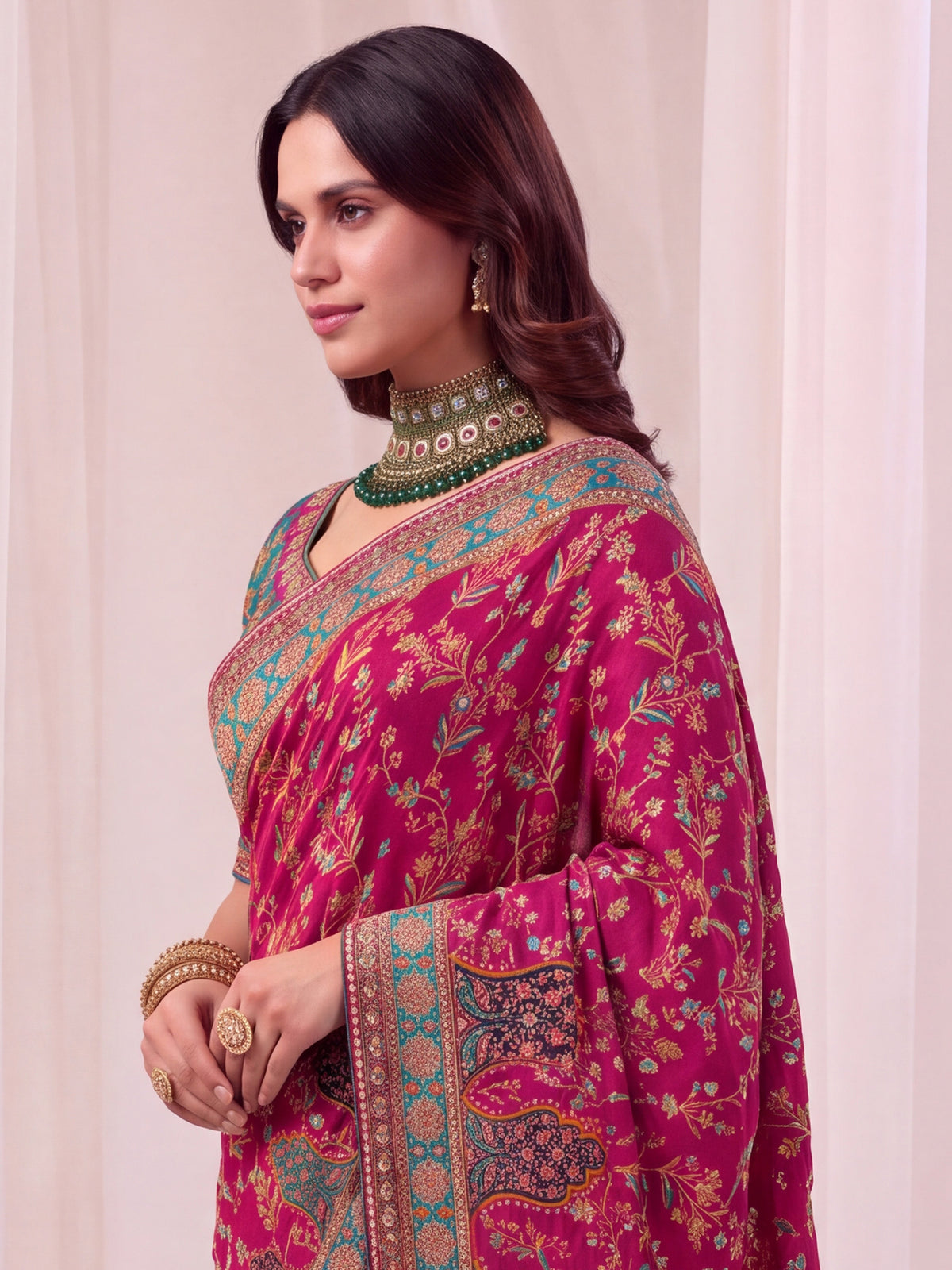 Pink Silk Blend saree – detail view 4