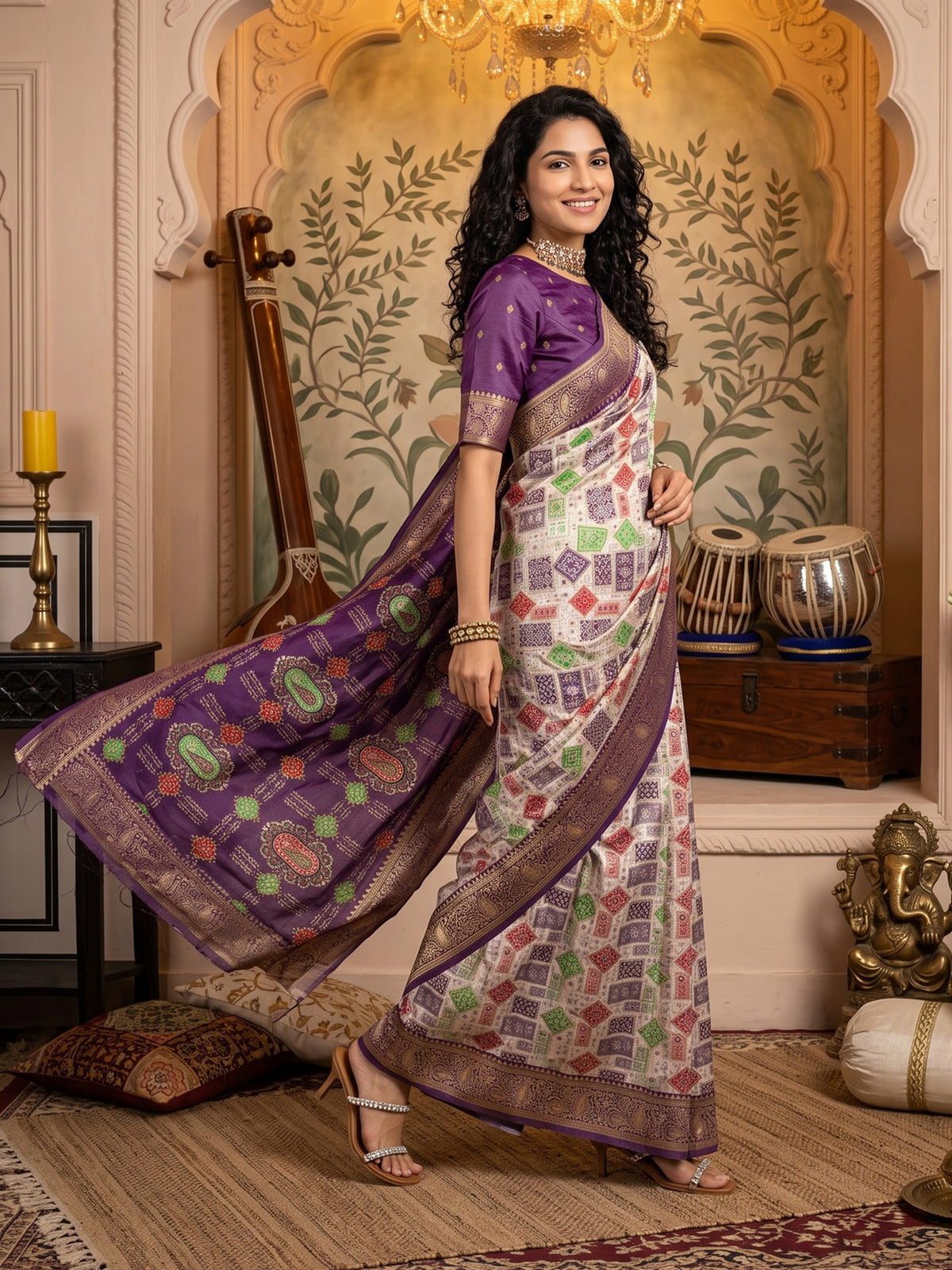 Purple Silk Blend saree – detail view 1