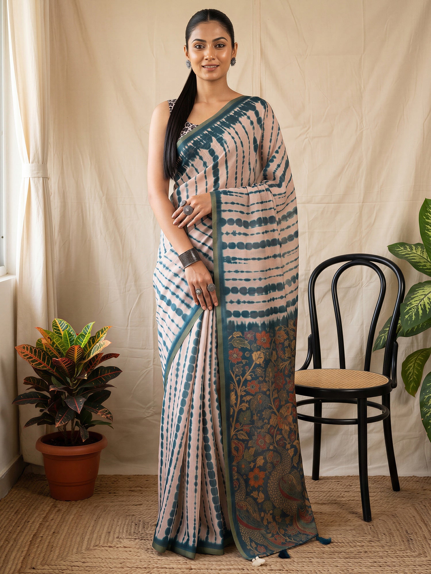 Peach Cotton Blend saree – detail view 3