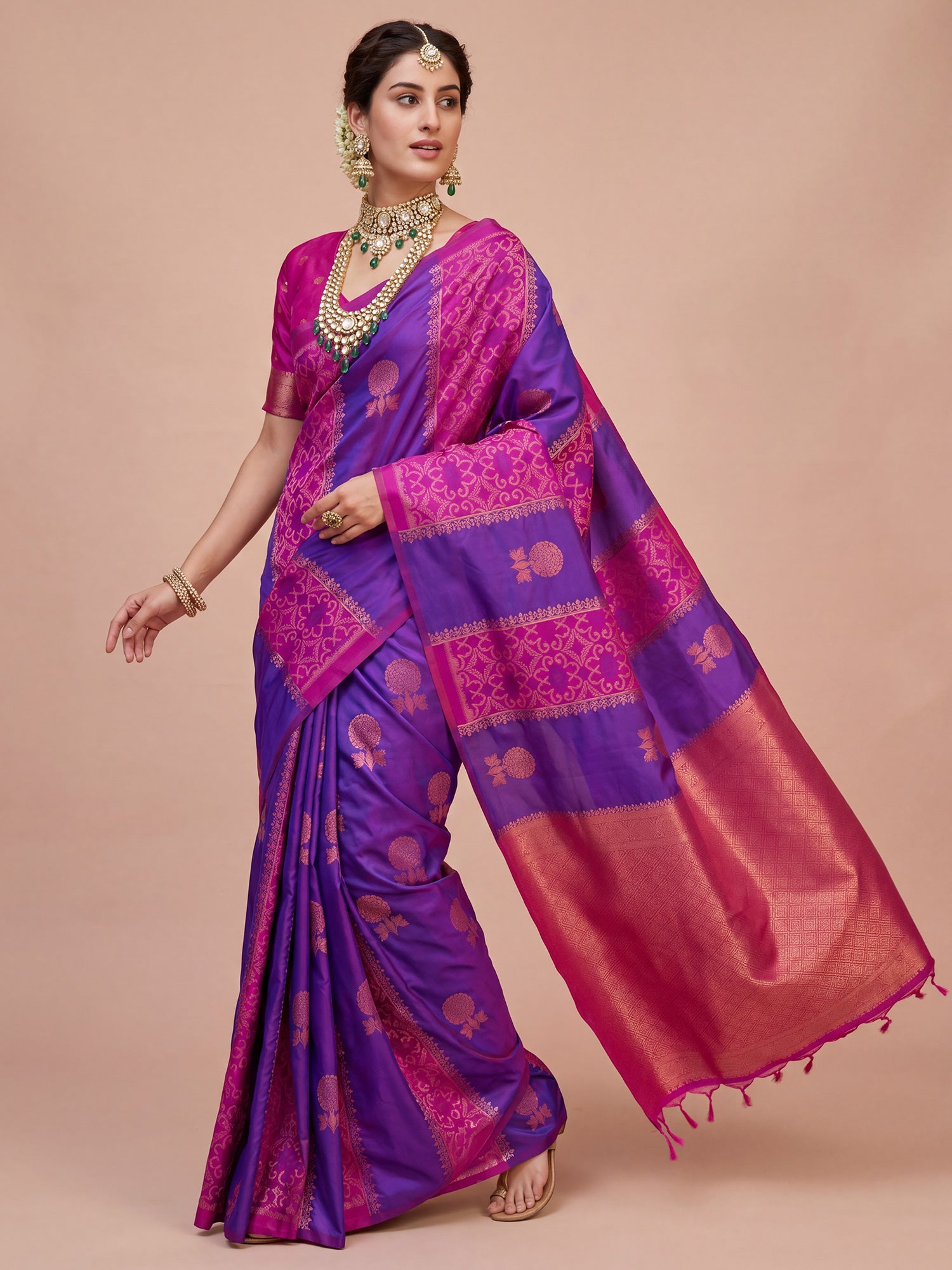 Purple Pure Silk saree – detail view 2