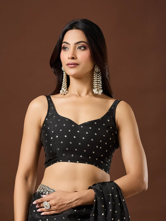 Black Georgette saree – detail view 1
