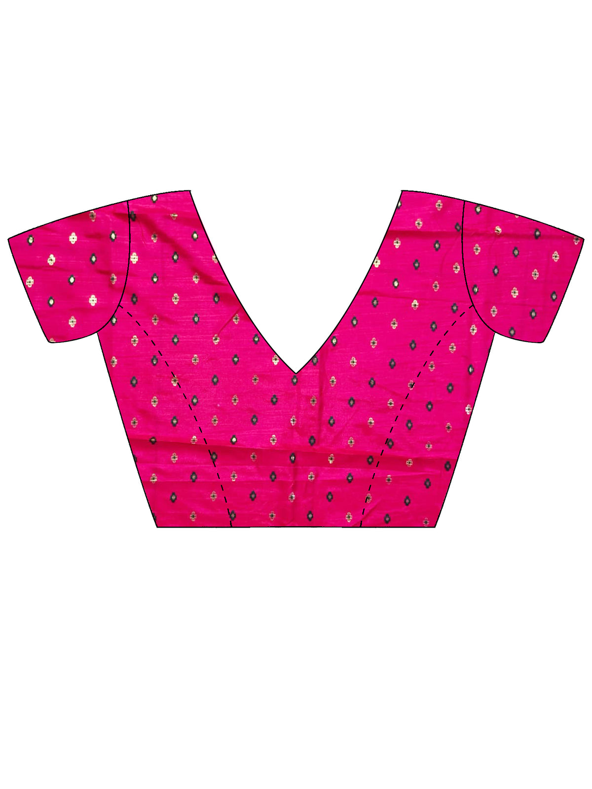 Unstitched pink silk blend blouse piece with ikat design