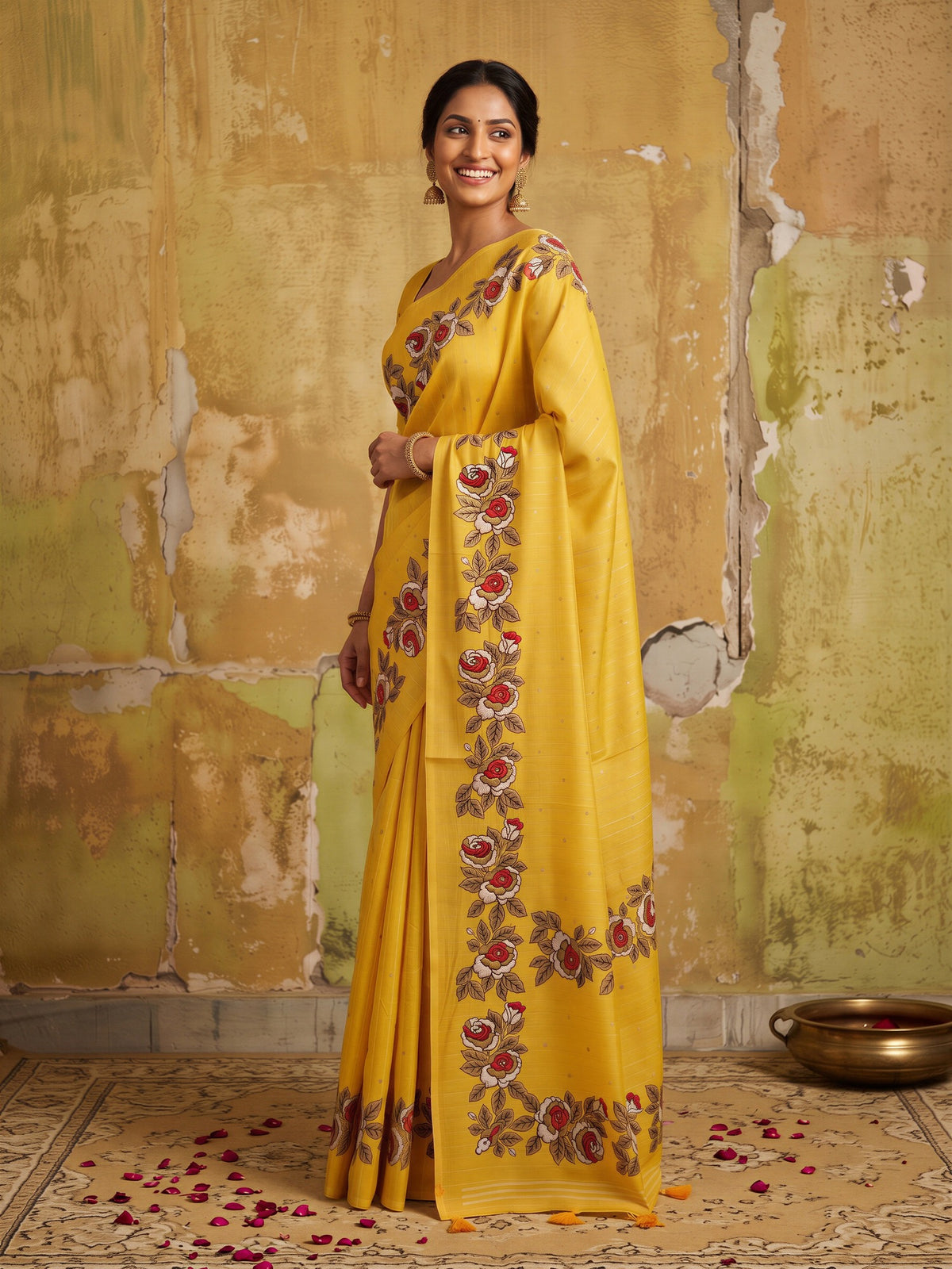 Yellow Dola Silk saree – detail view 2