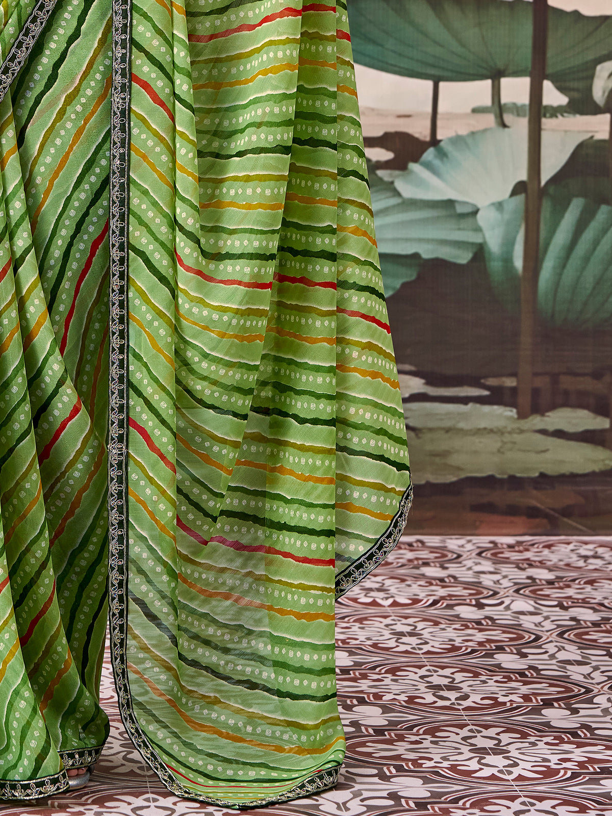 Light Green Georgette saree – detail view 4