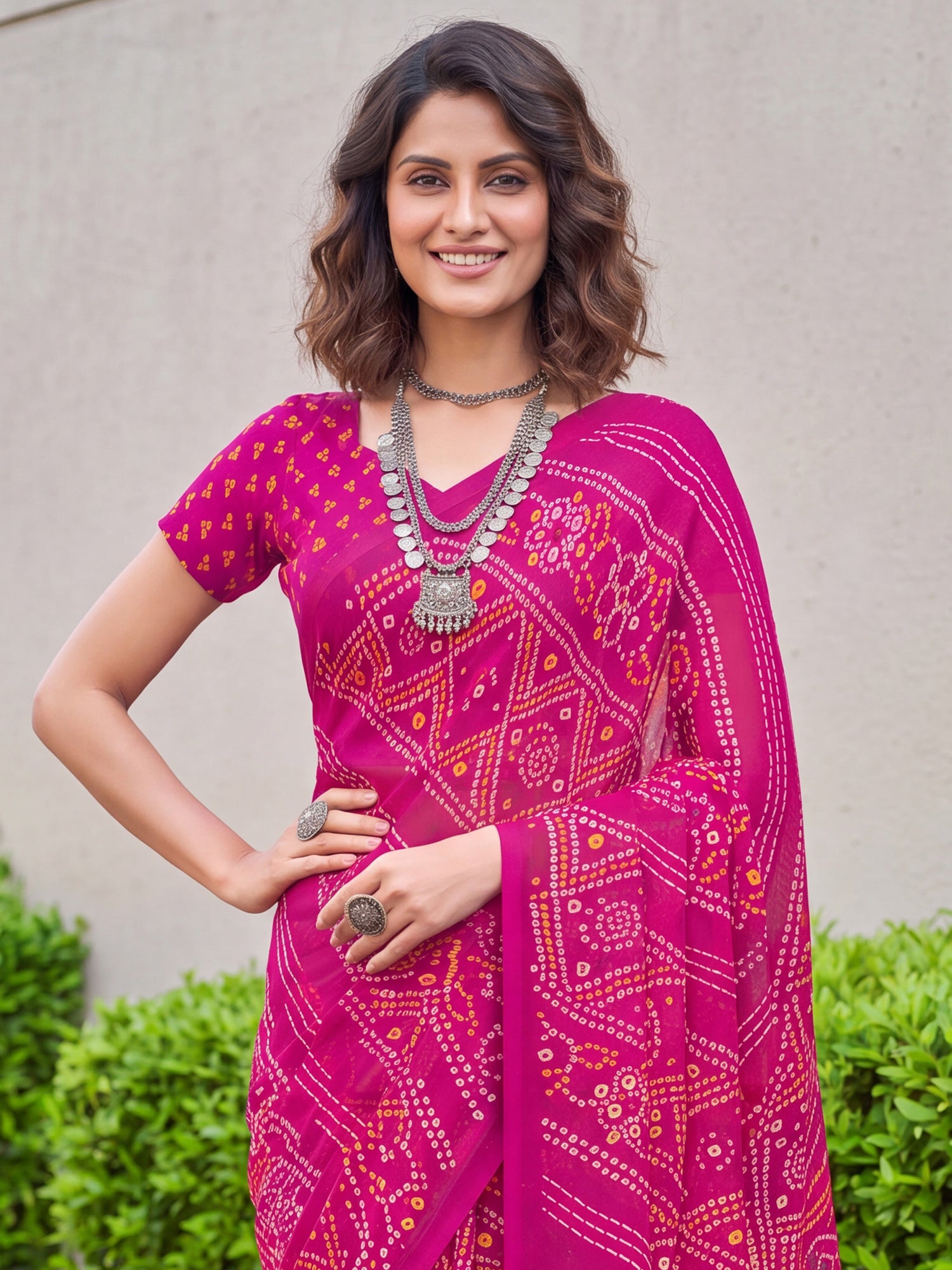 Pink Chiffon saree – detail view 4