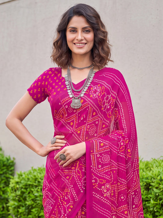 Pink Chiffon saree – detail view 4