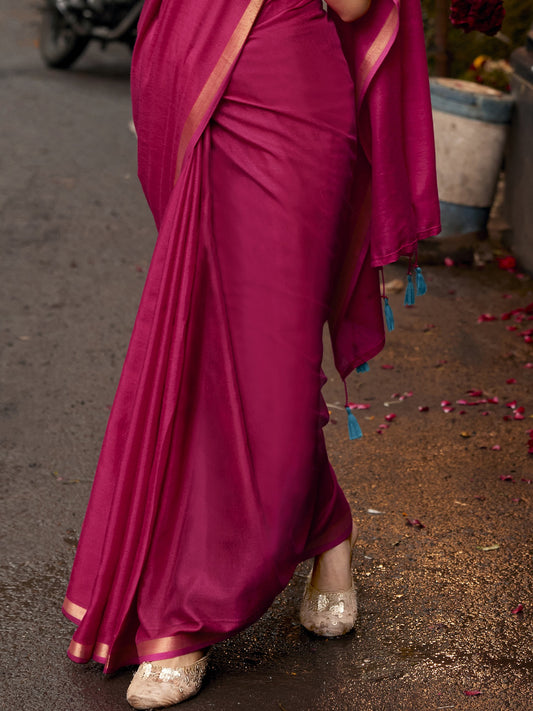 Pink Cotton Blend saree – detail view 1