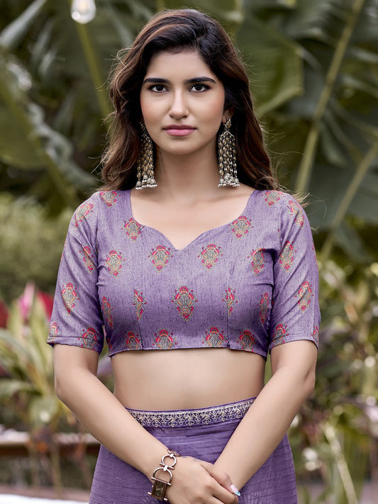 Purple Chiffon saree – detail view 1