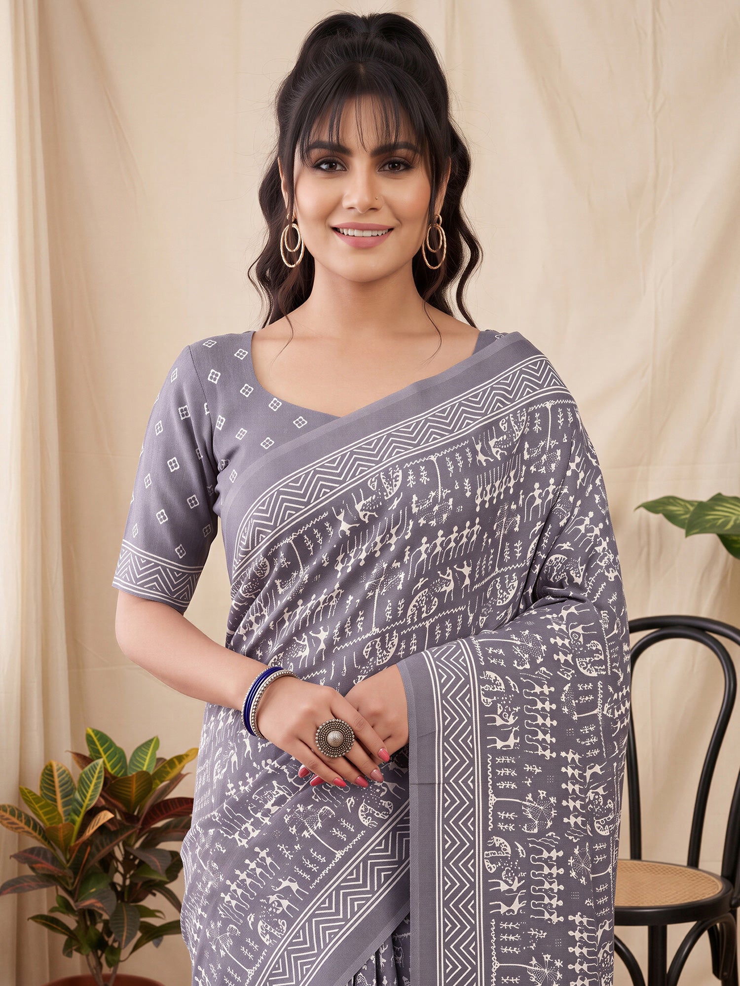 Grey Dola Silk saree – detail view 3