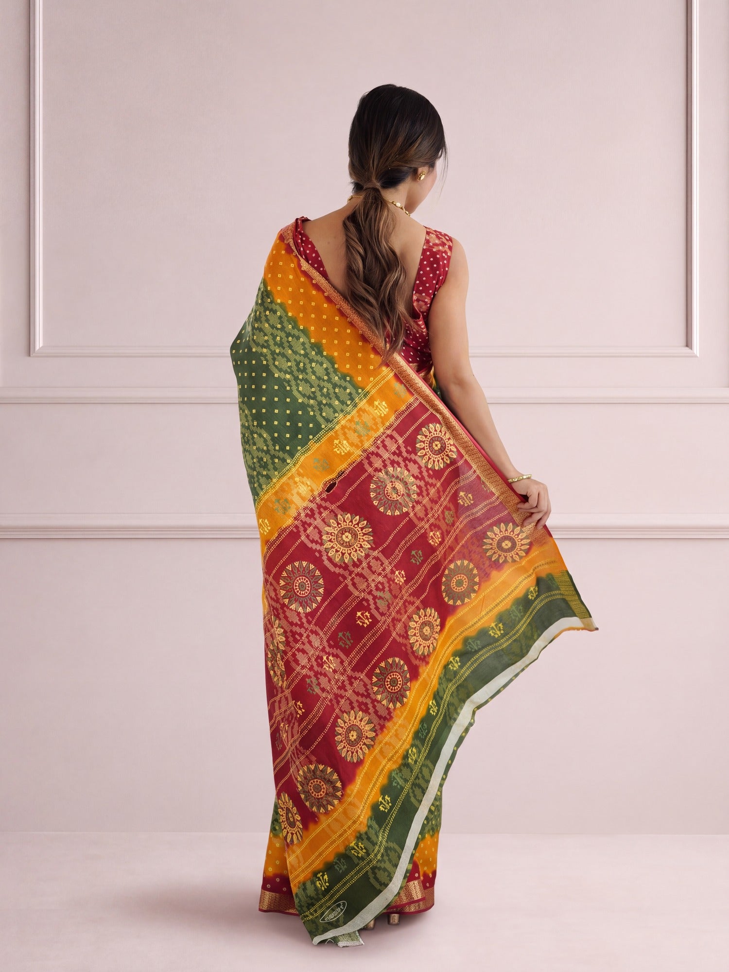 Green Cotton saree – detail view 4