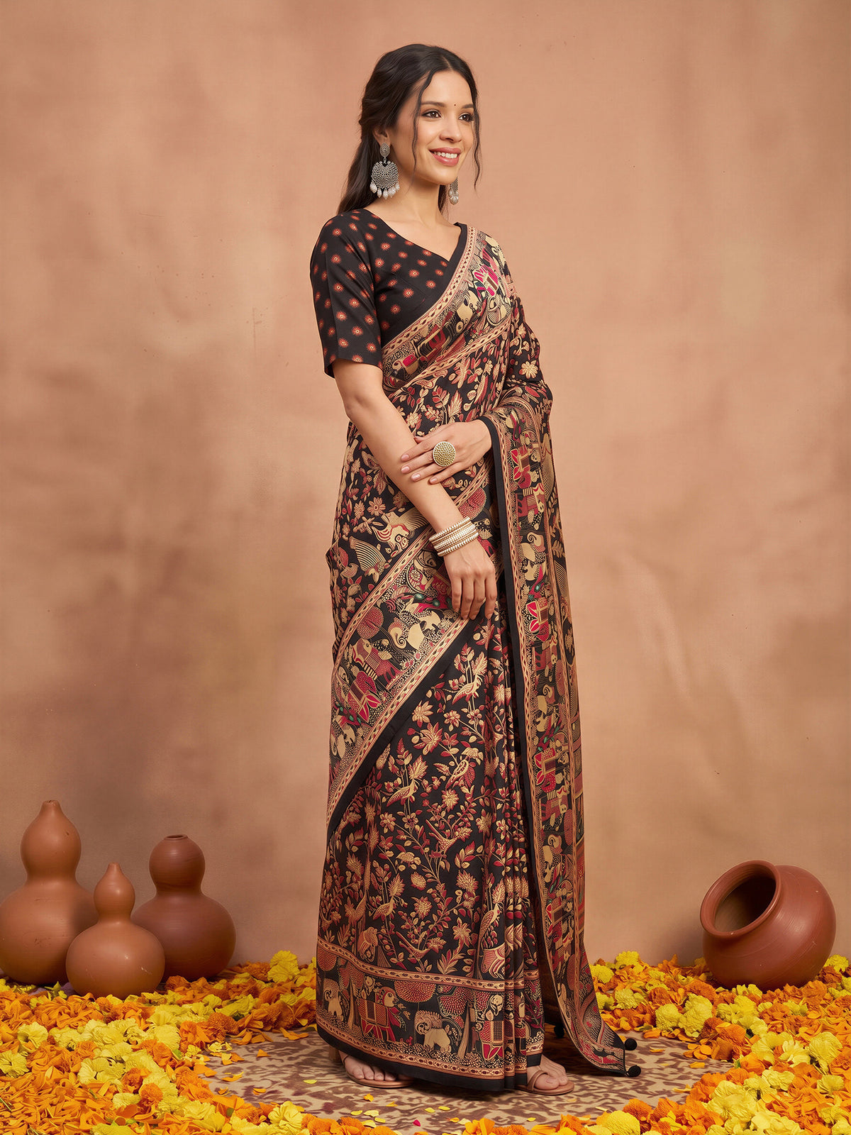 Black Silk Blend saree – detail view 3
