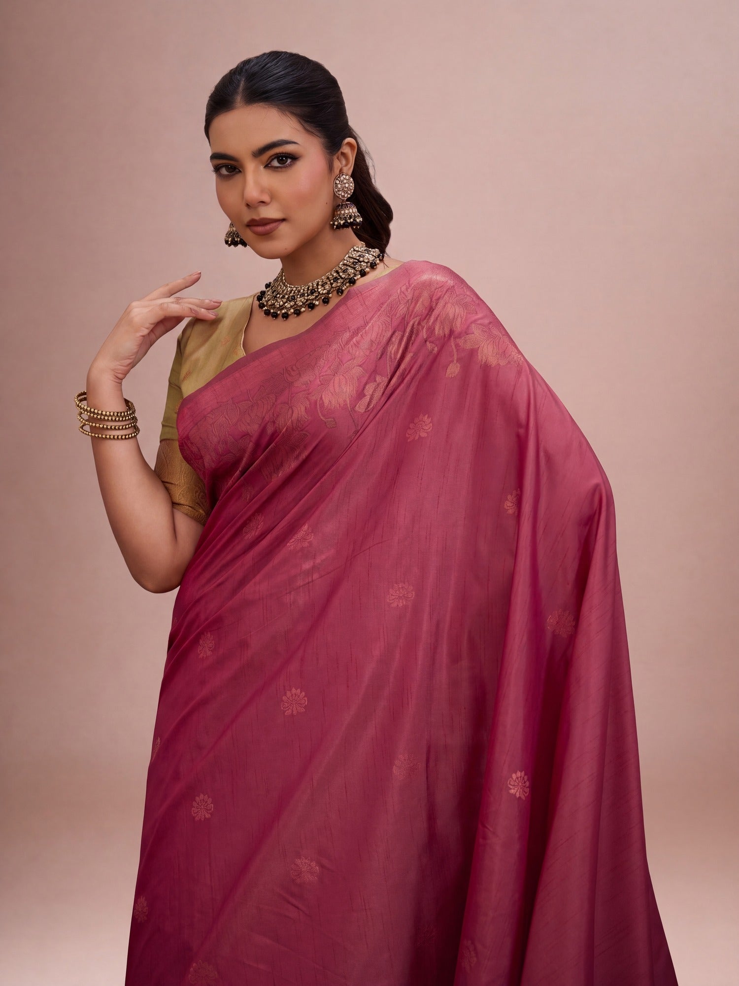Mauve Tussar Silk saree – detail view 1