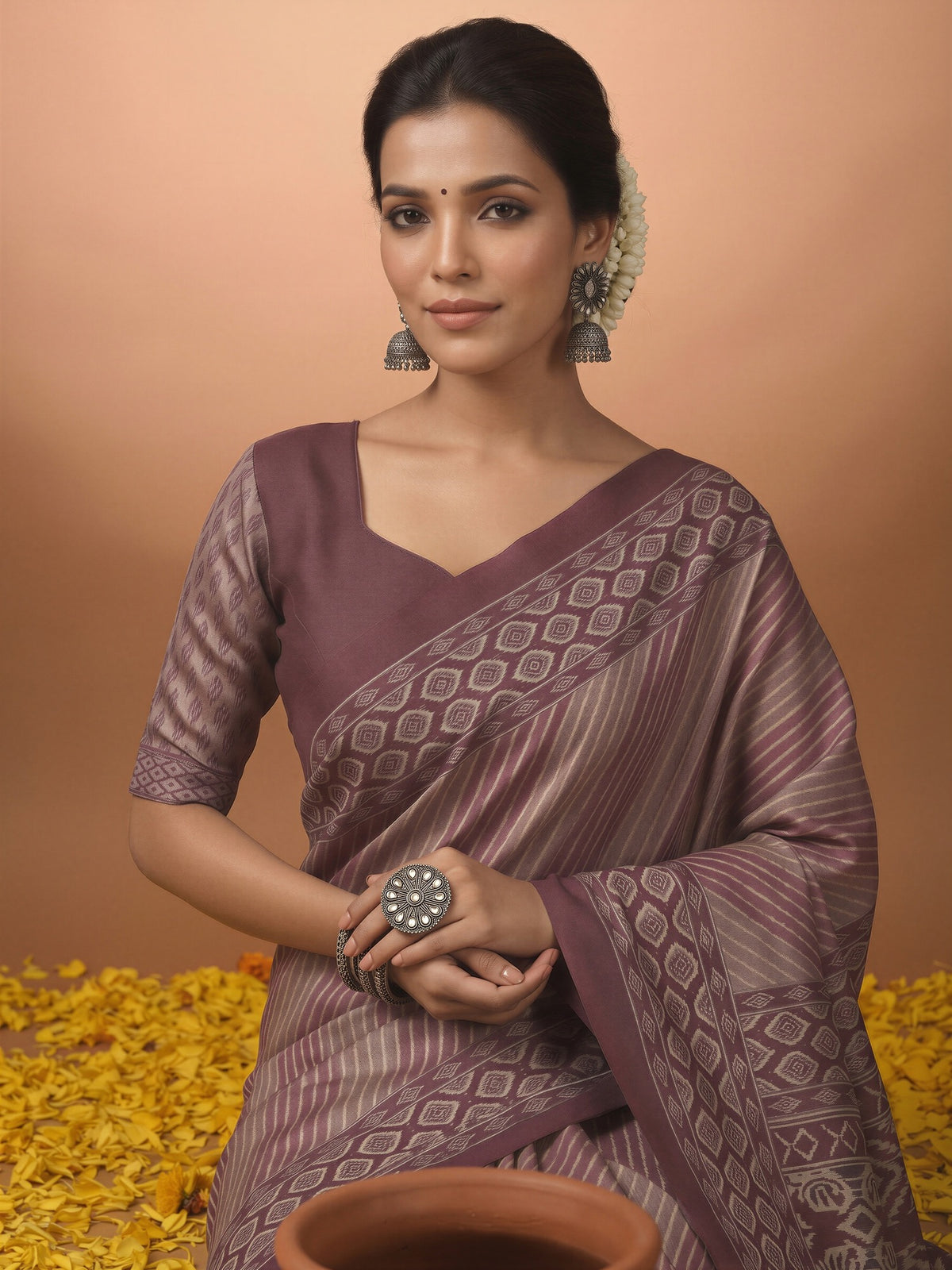Mauve Silk Blend saree – detail view 4