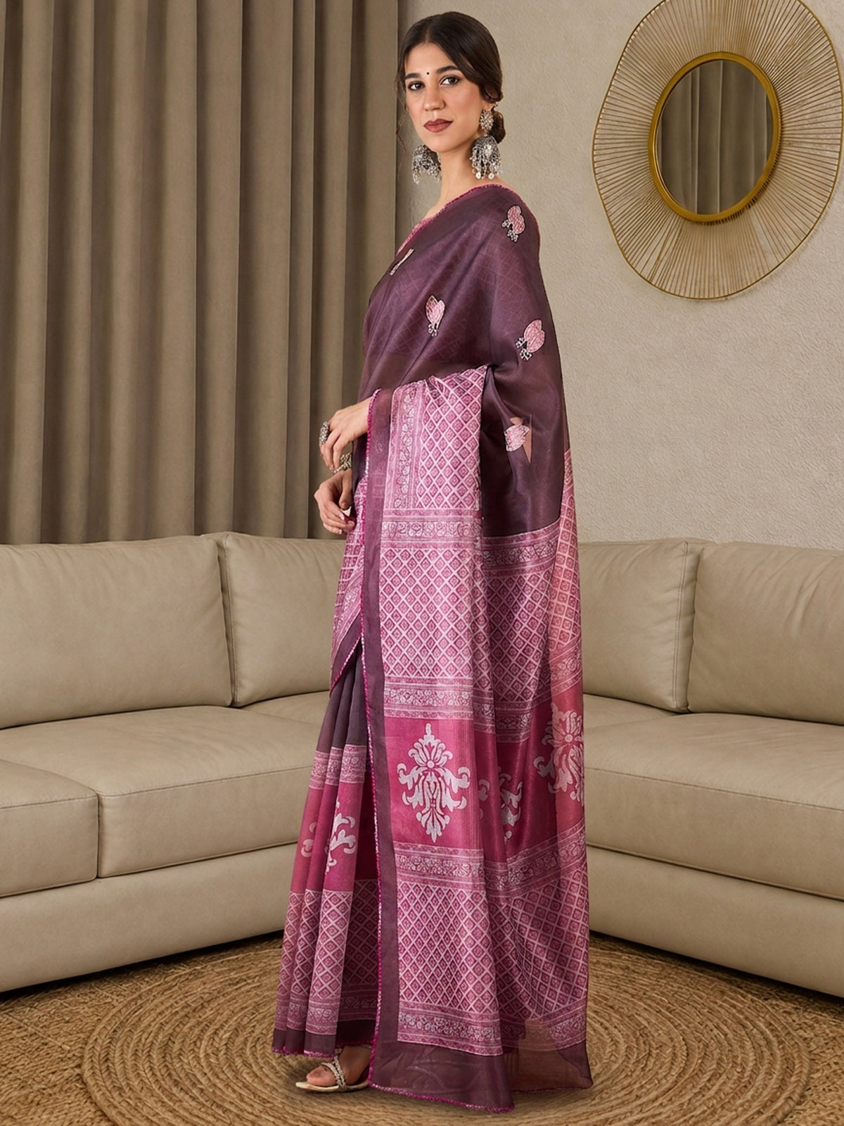 Mauve Silk Blend saree – detail view 2