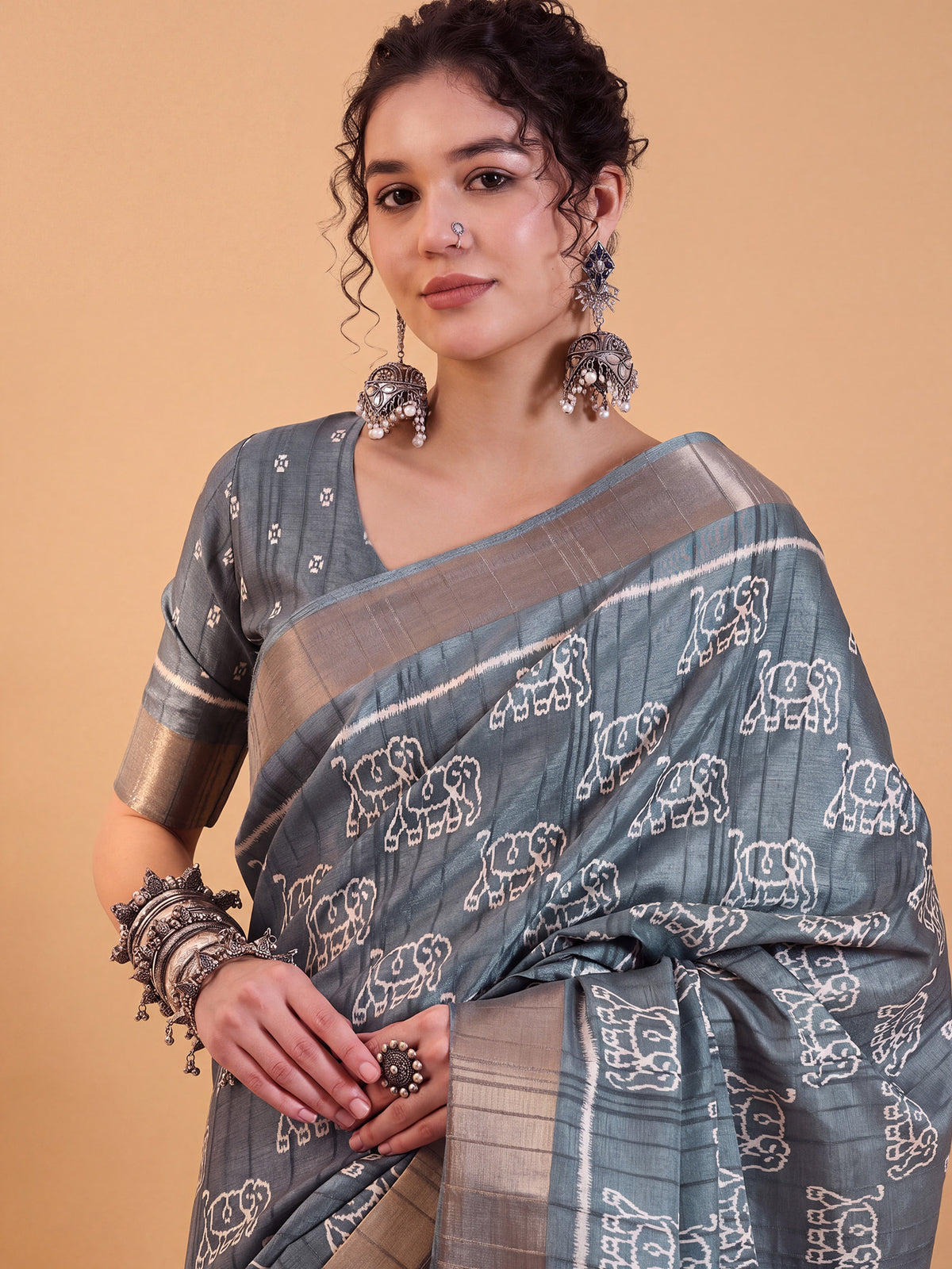 Sea Green Silk Blend saree – detail view 4