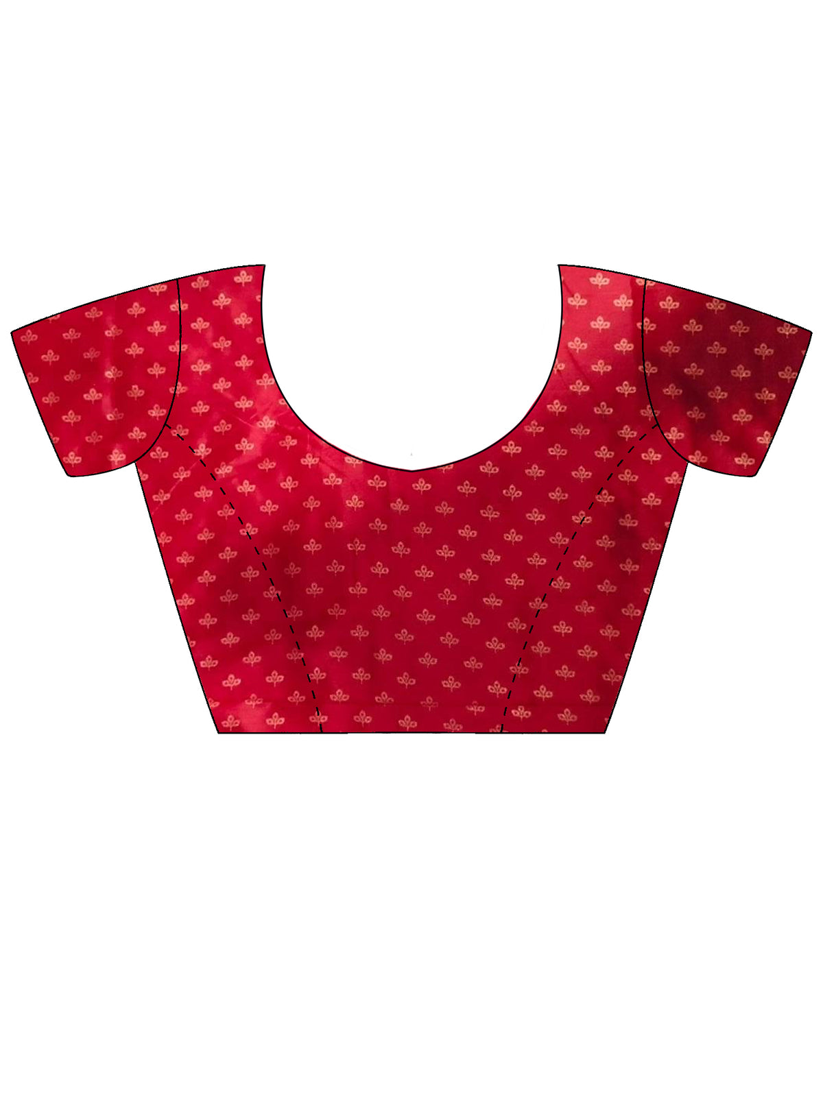 Unstitched red silk blend blouse piece with ethnic motif design