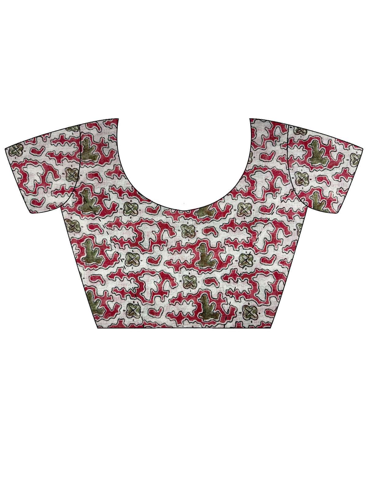 Unstitched off white linen blouse piece with abstract design