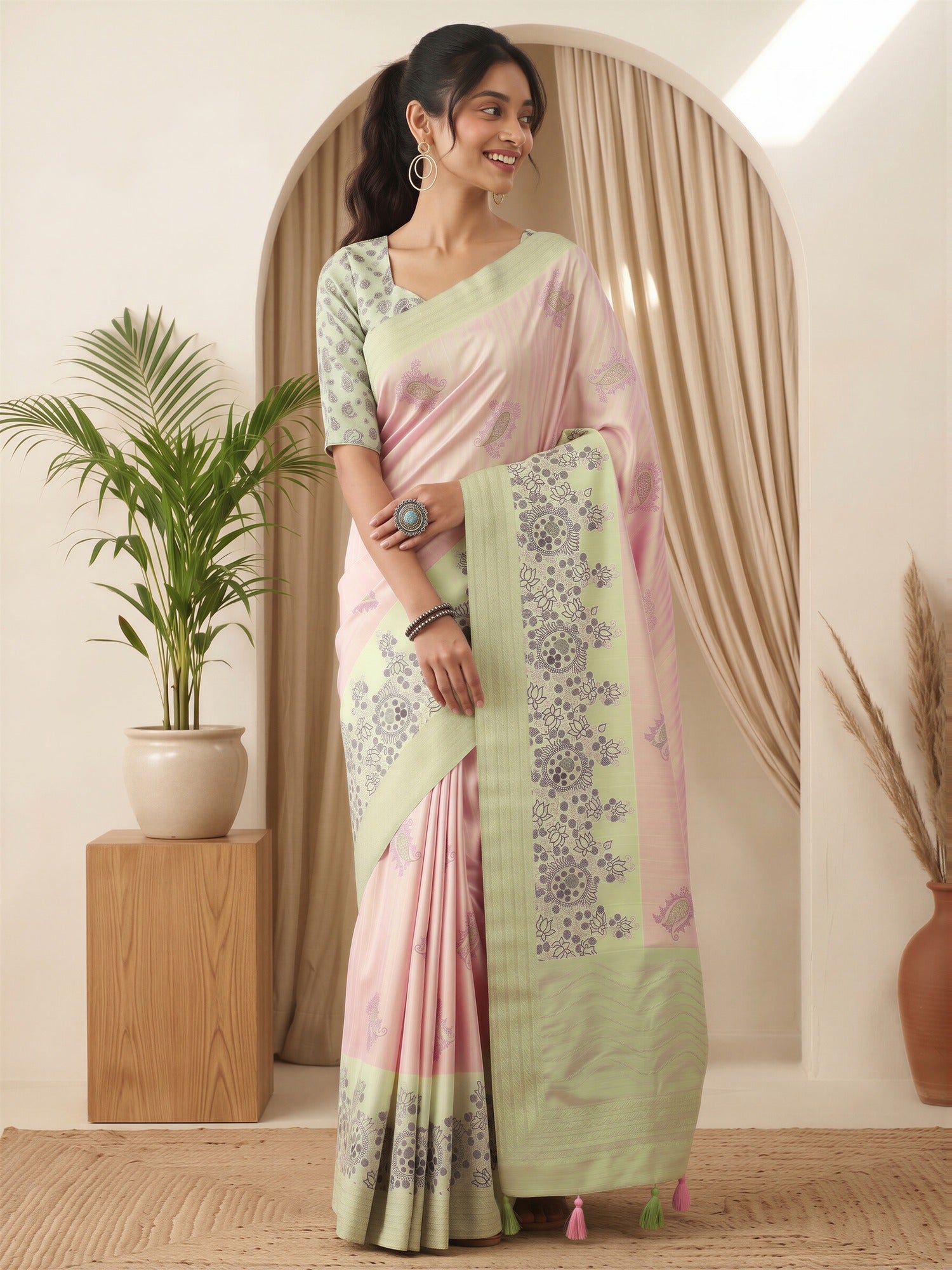 Pink Silk Blend saree – detail view 3