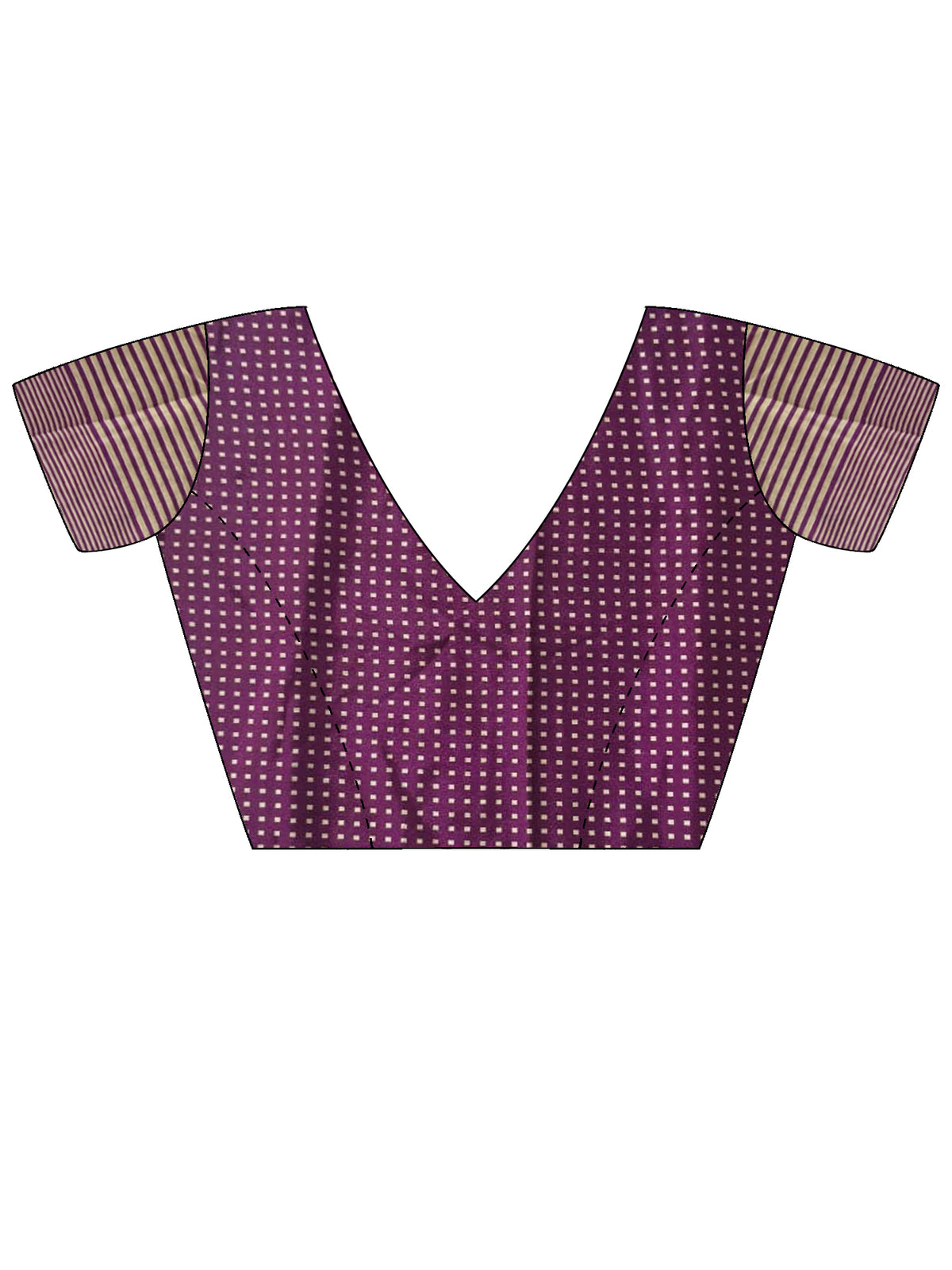 Unstitched wine silk blend blouse piece with geometric design