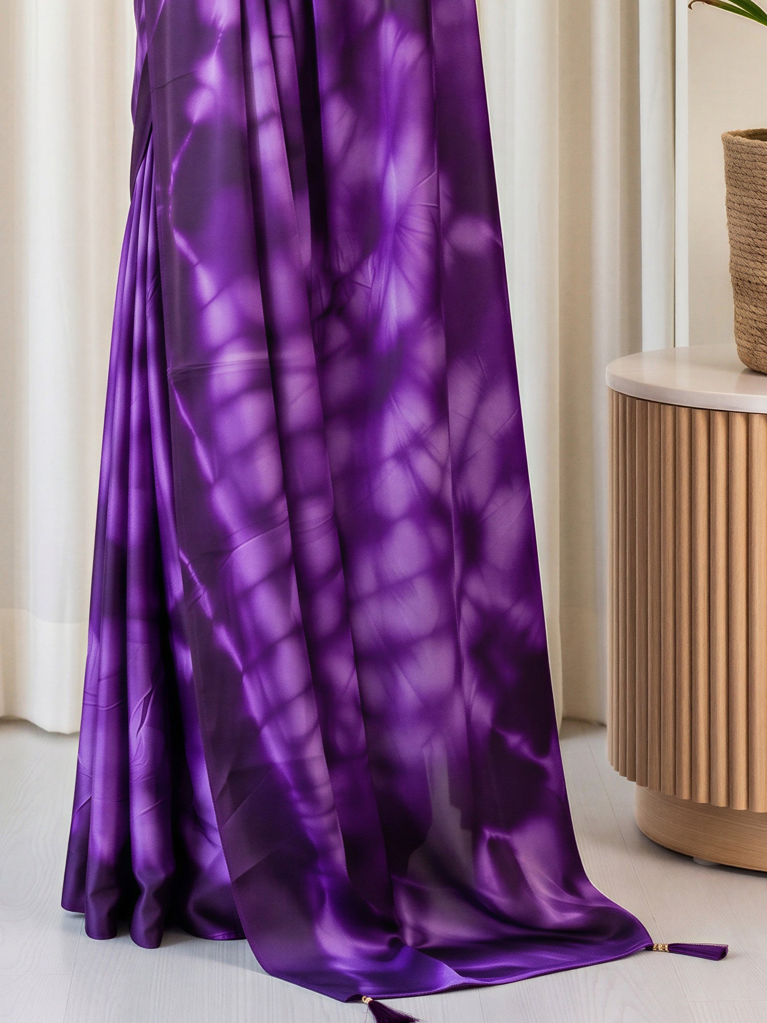 Purple Satin Silk saree – detail view 5