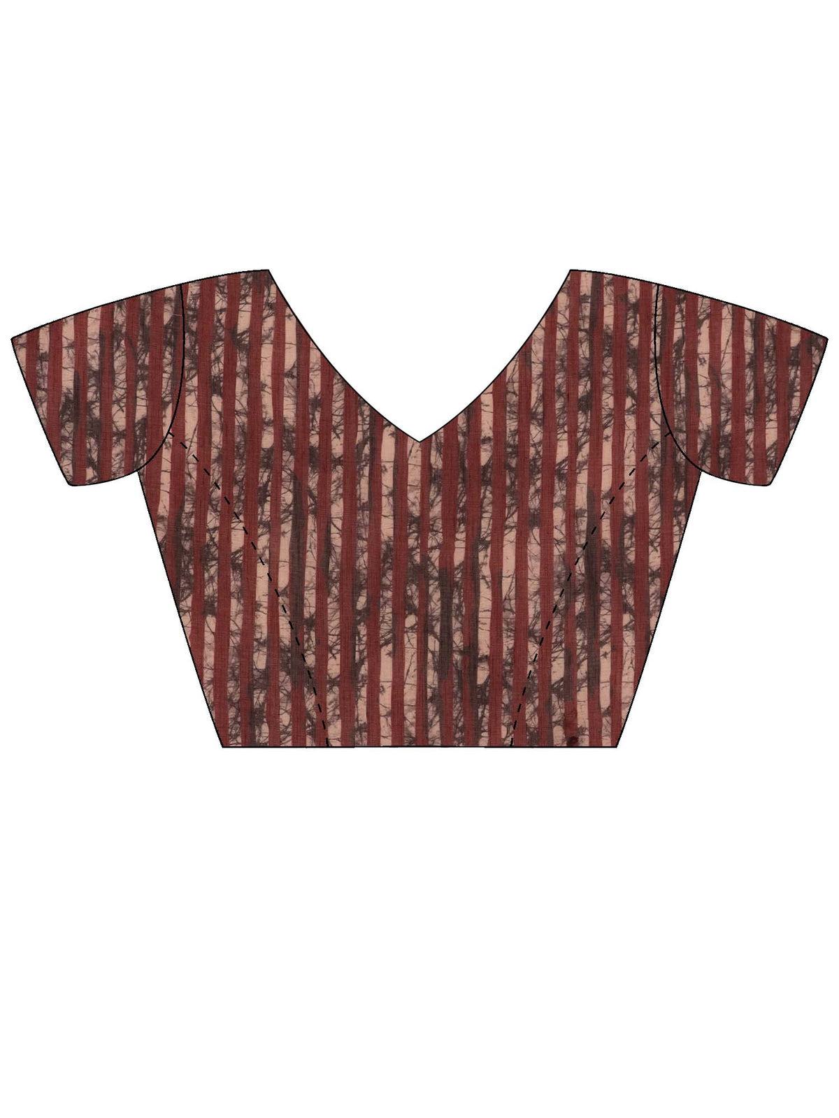 Unstitched maroon linen blouse piece with batik design
