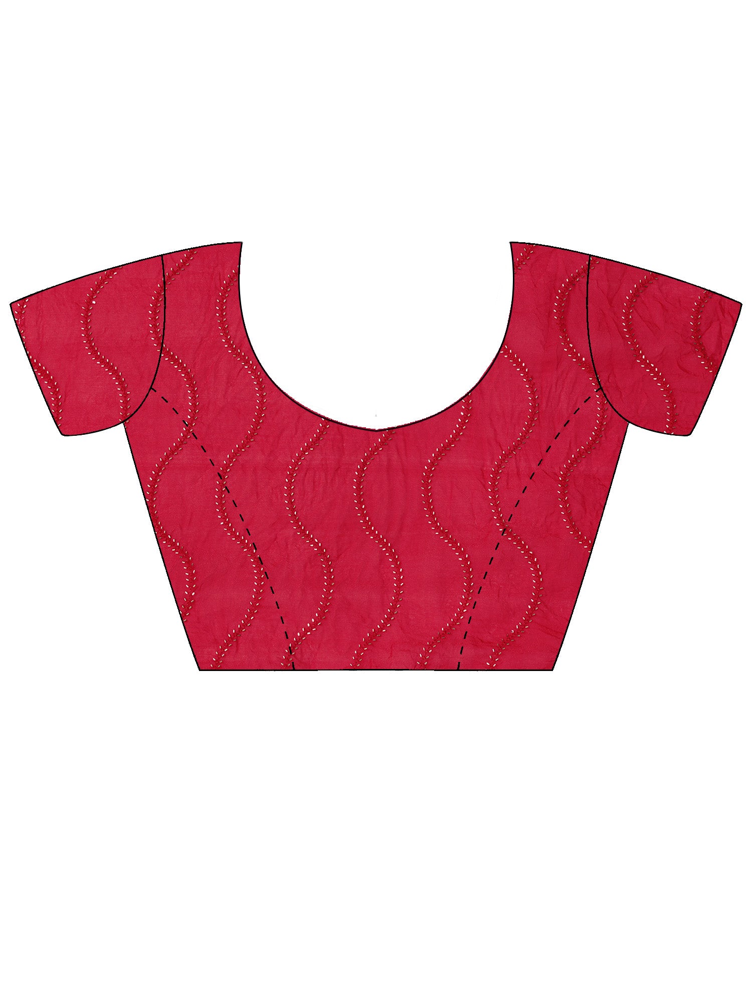 Unstitched red tissue blouse piece with embellished design