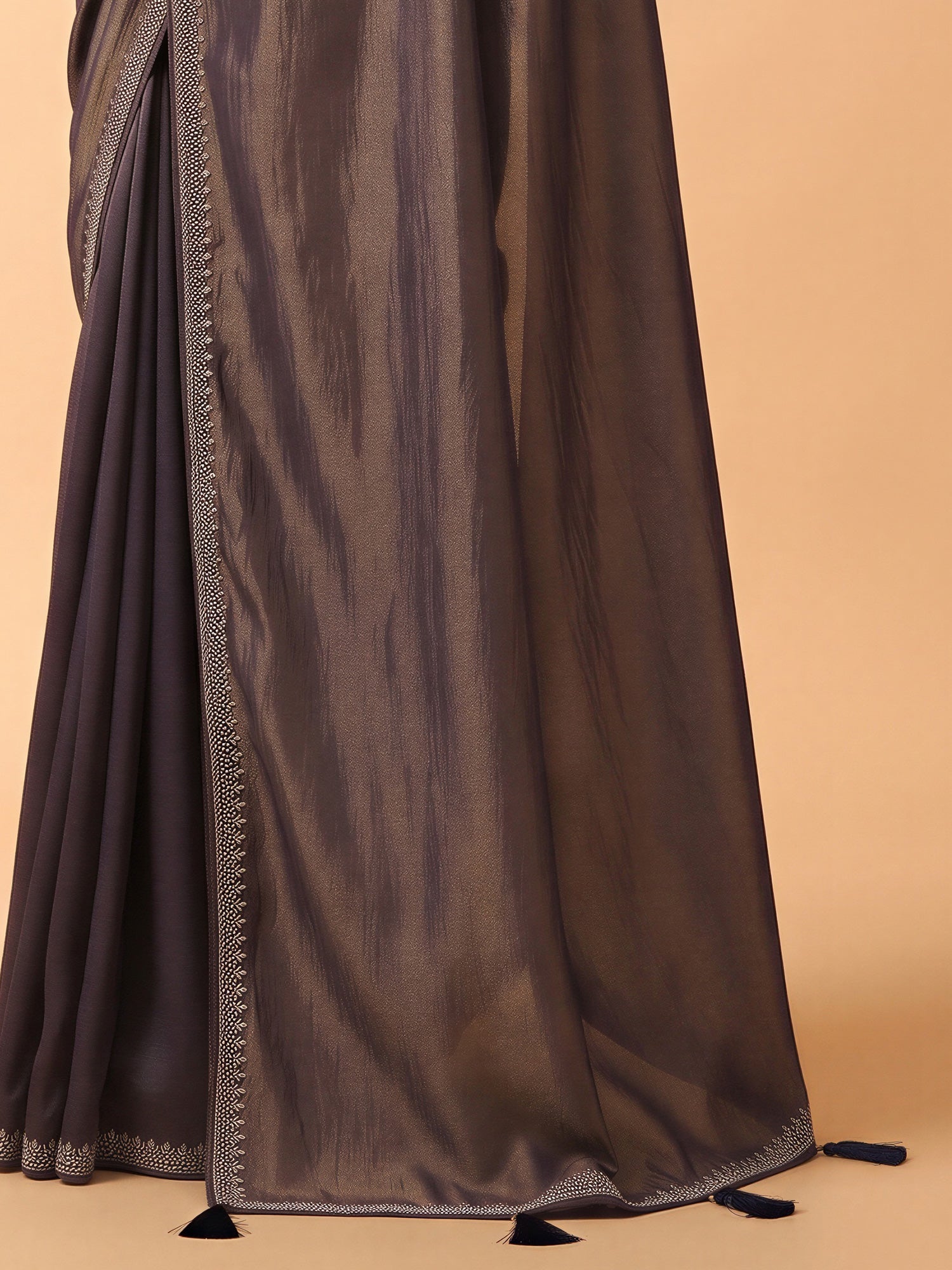 Navy Blue Satin Silk saree – detail view 5