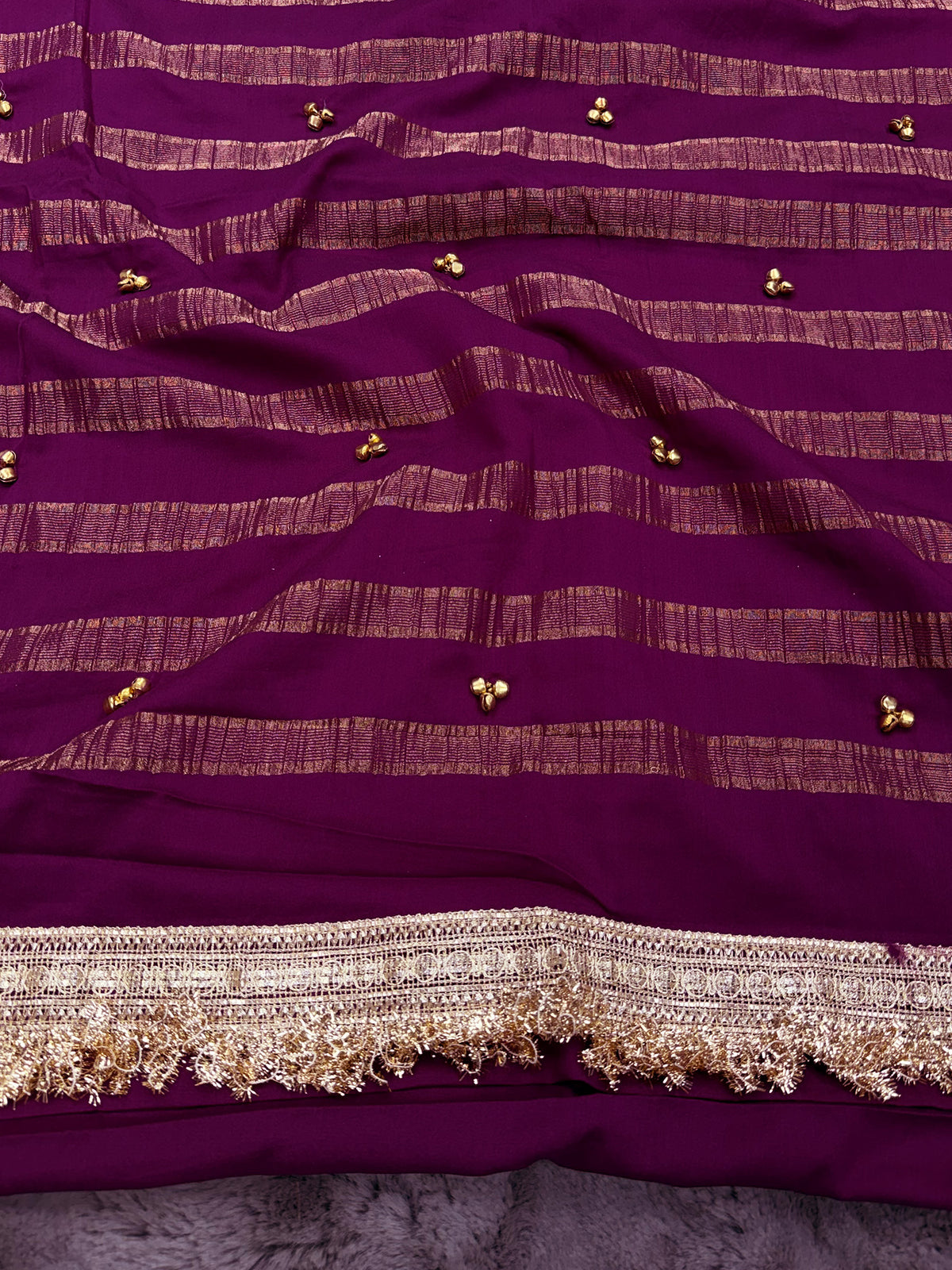 Purple soft silk saree view 5