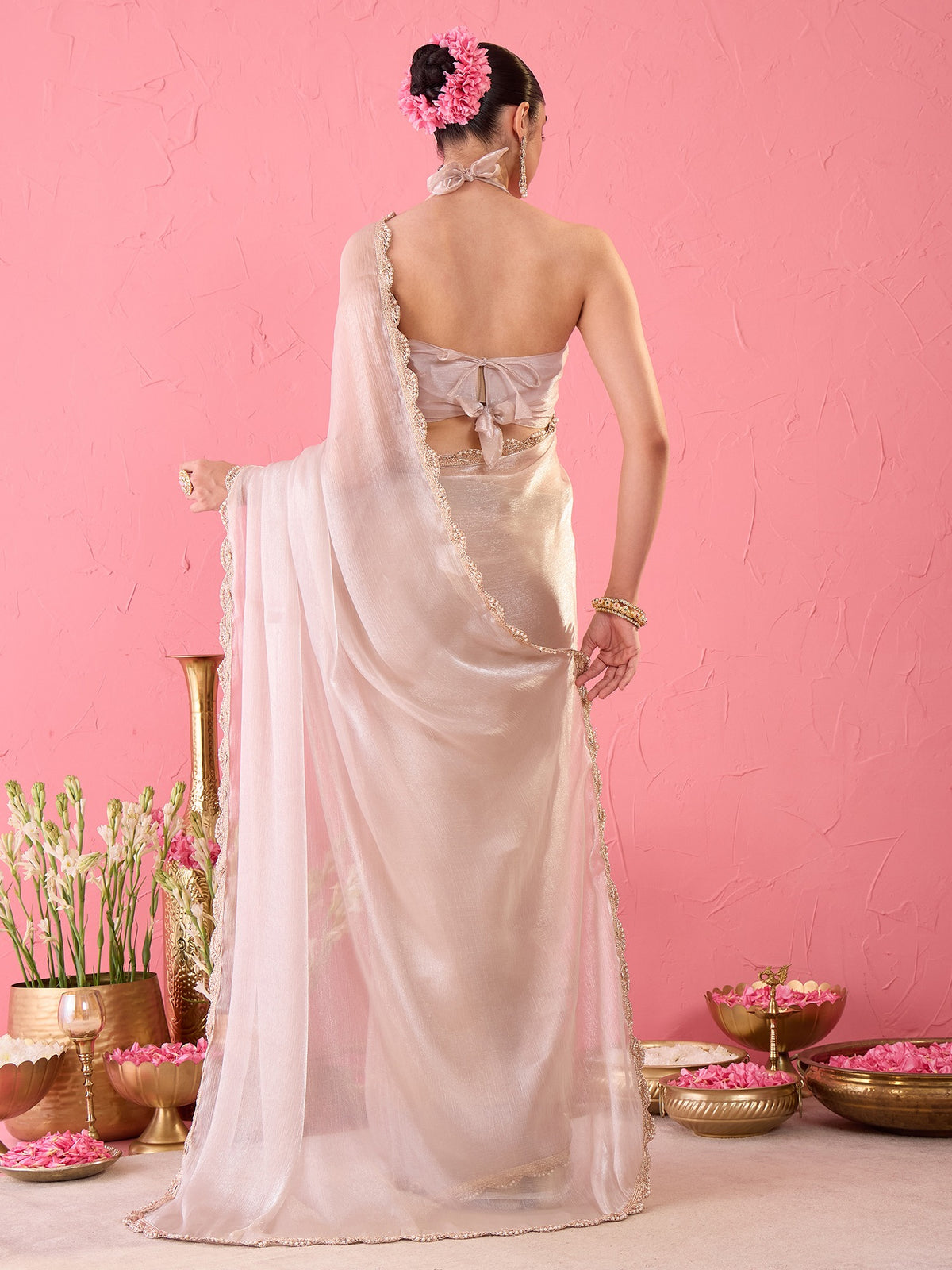 Cream Organza saree – detail view 6