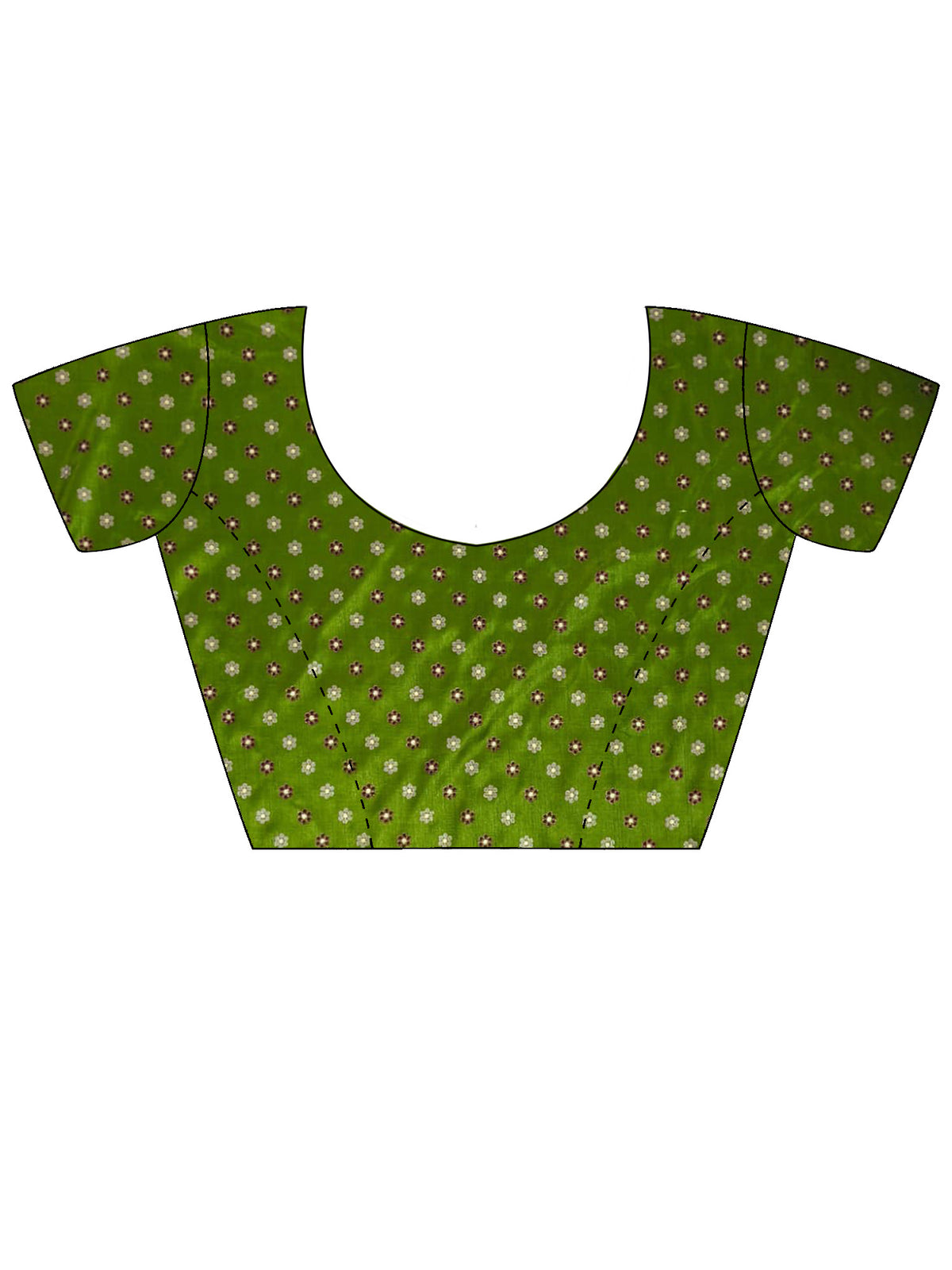 Unstitched green silk blend blouse piece with ethnic motif design