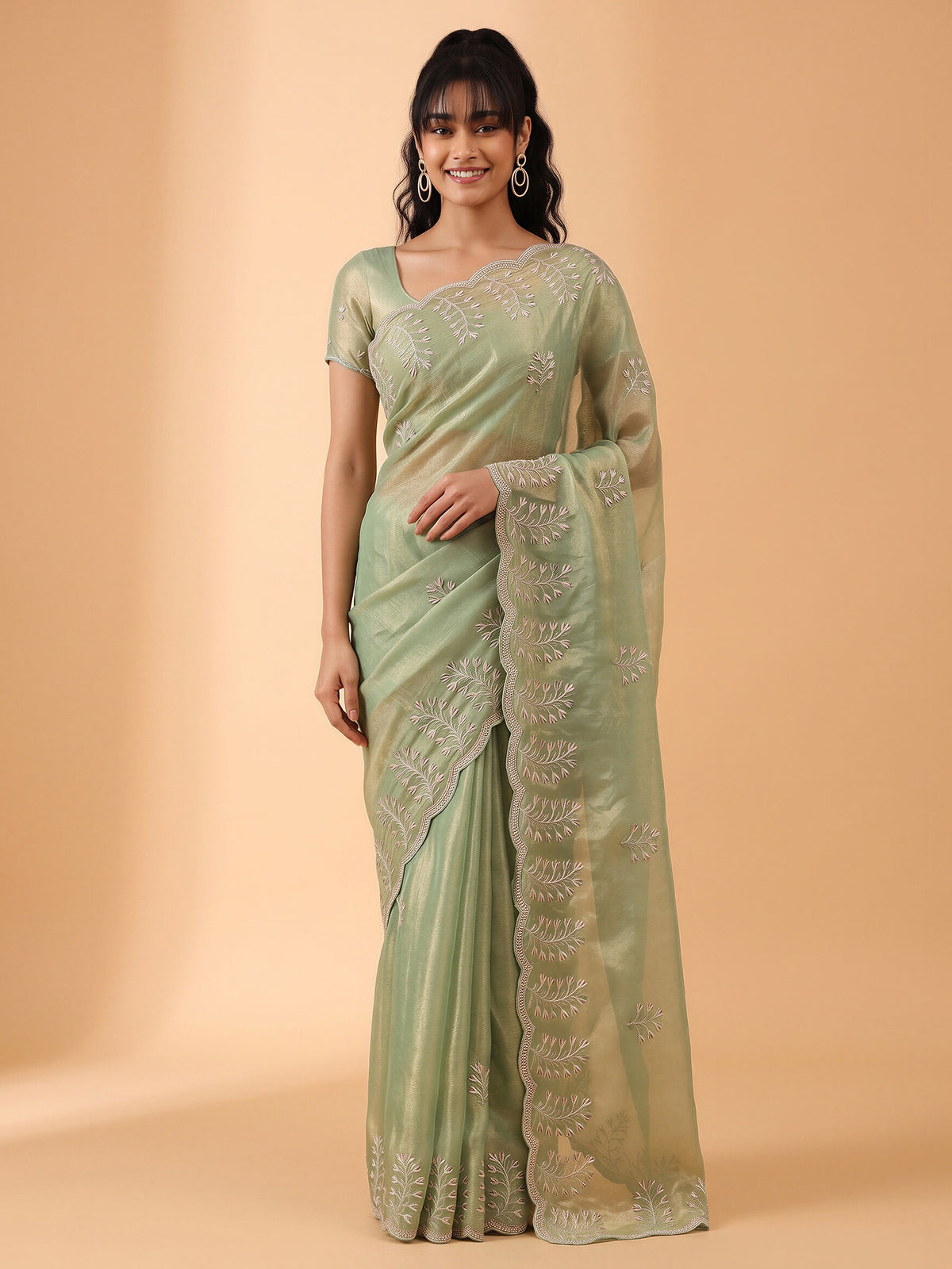 Light Green Chiffon saree – detail view 3
